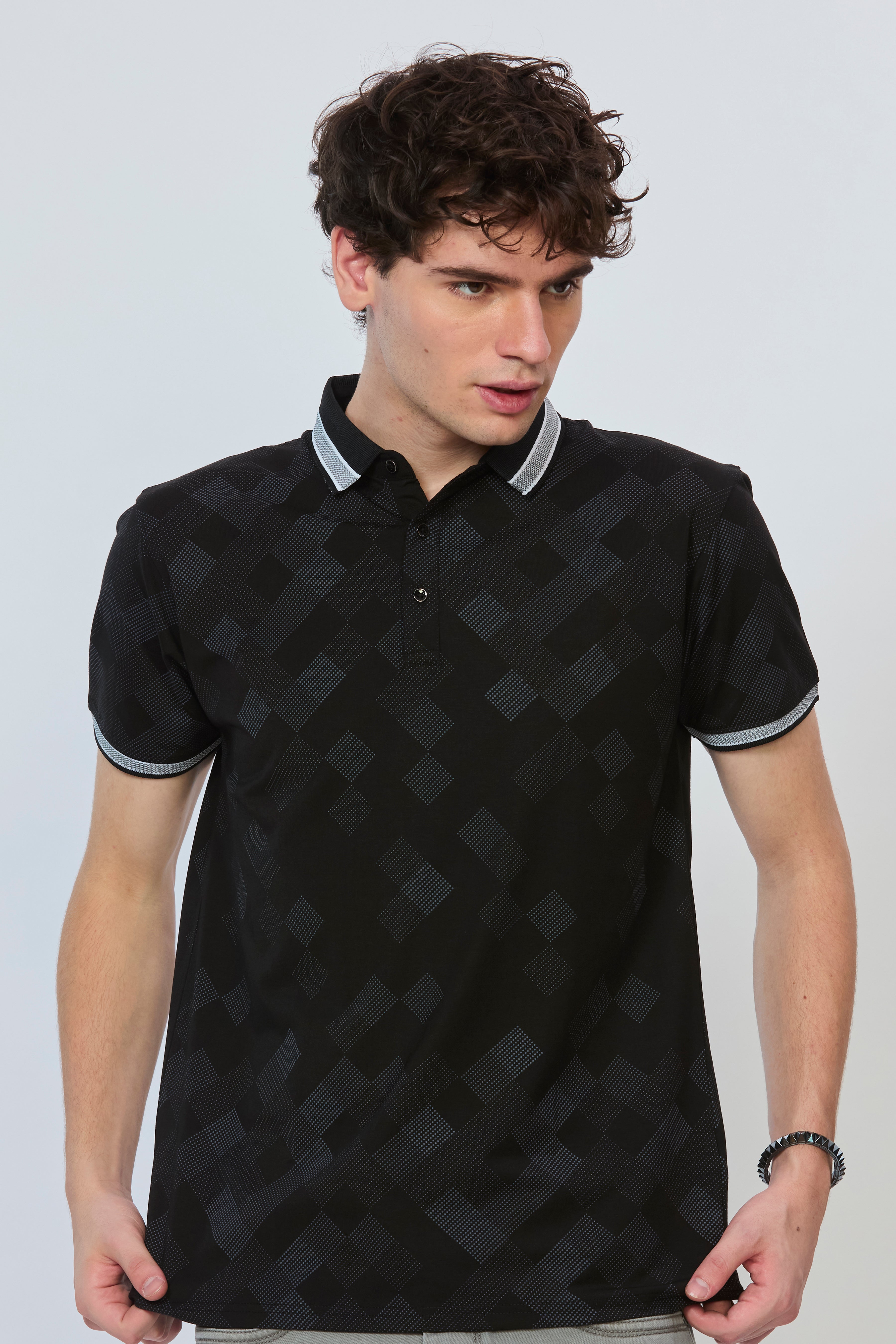 Black CityScape All-Over Polo