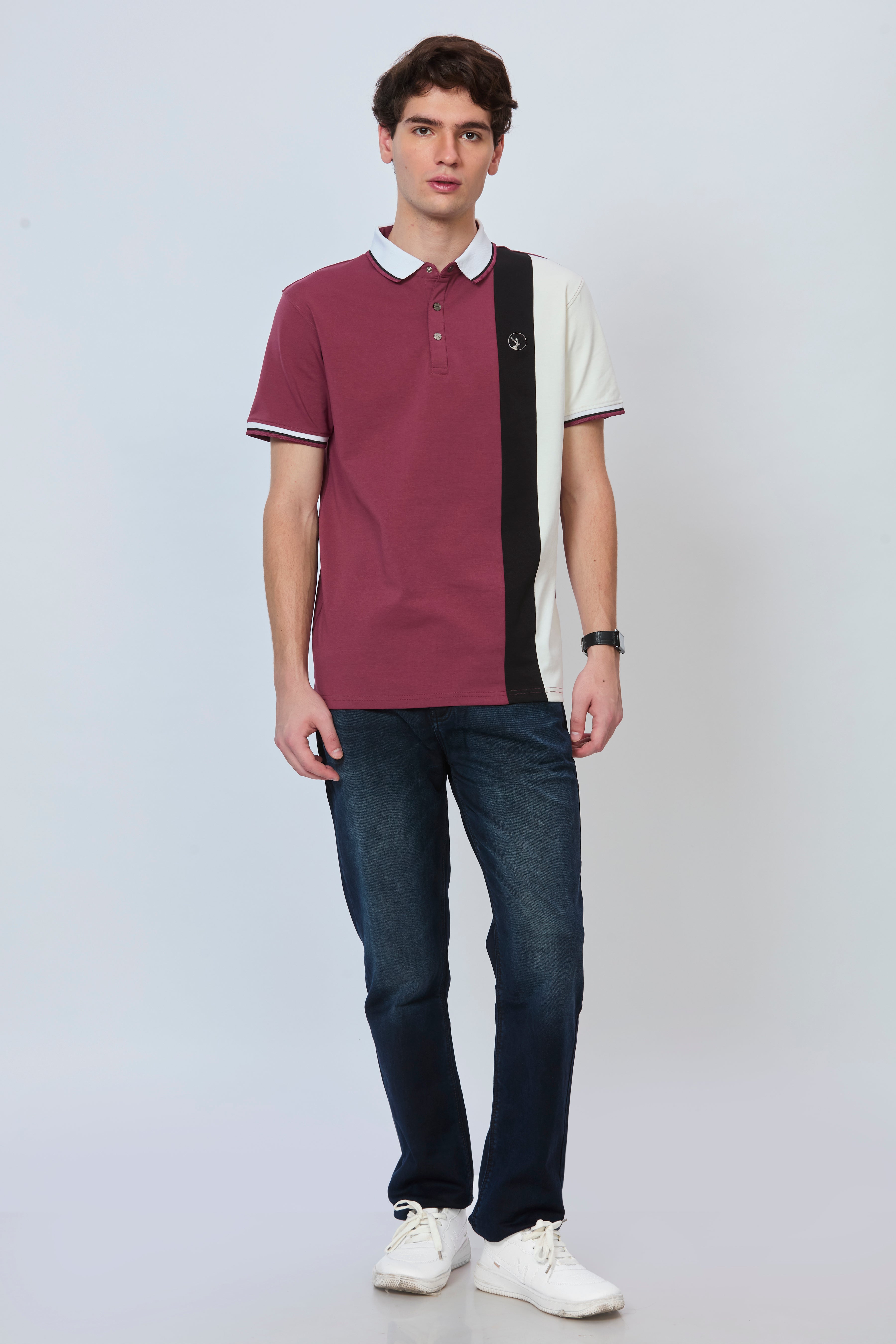 Urban Blocked Polo in Onion & Black