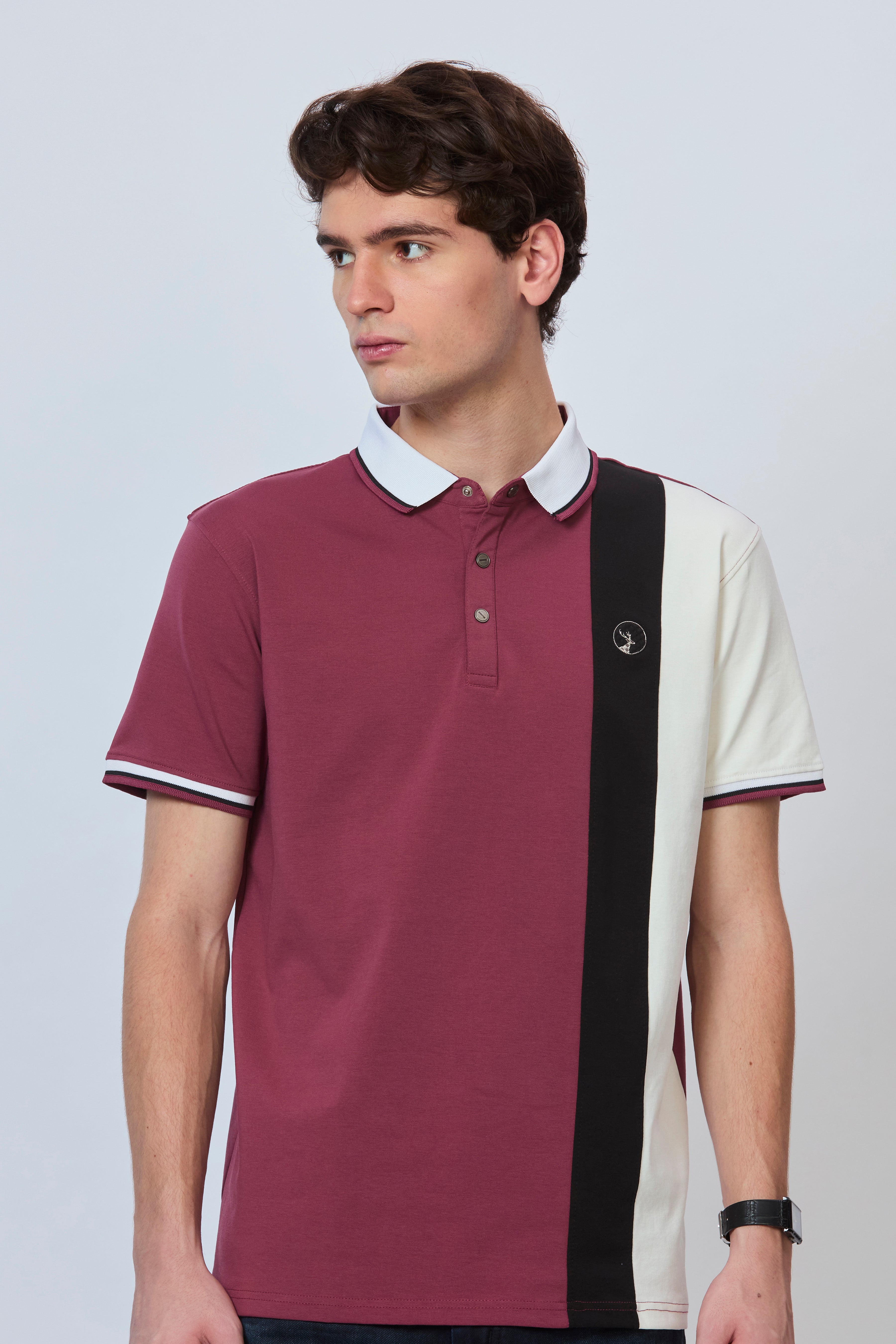 Urban Blocked Polo in Onion & Black