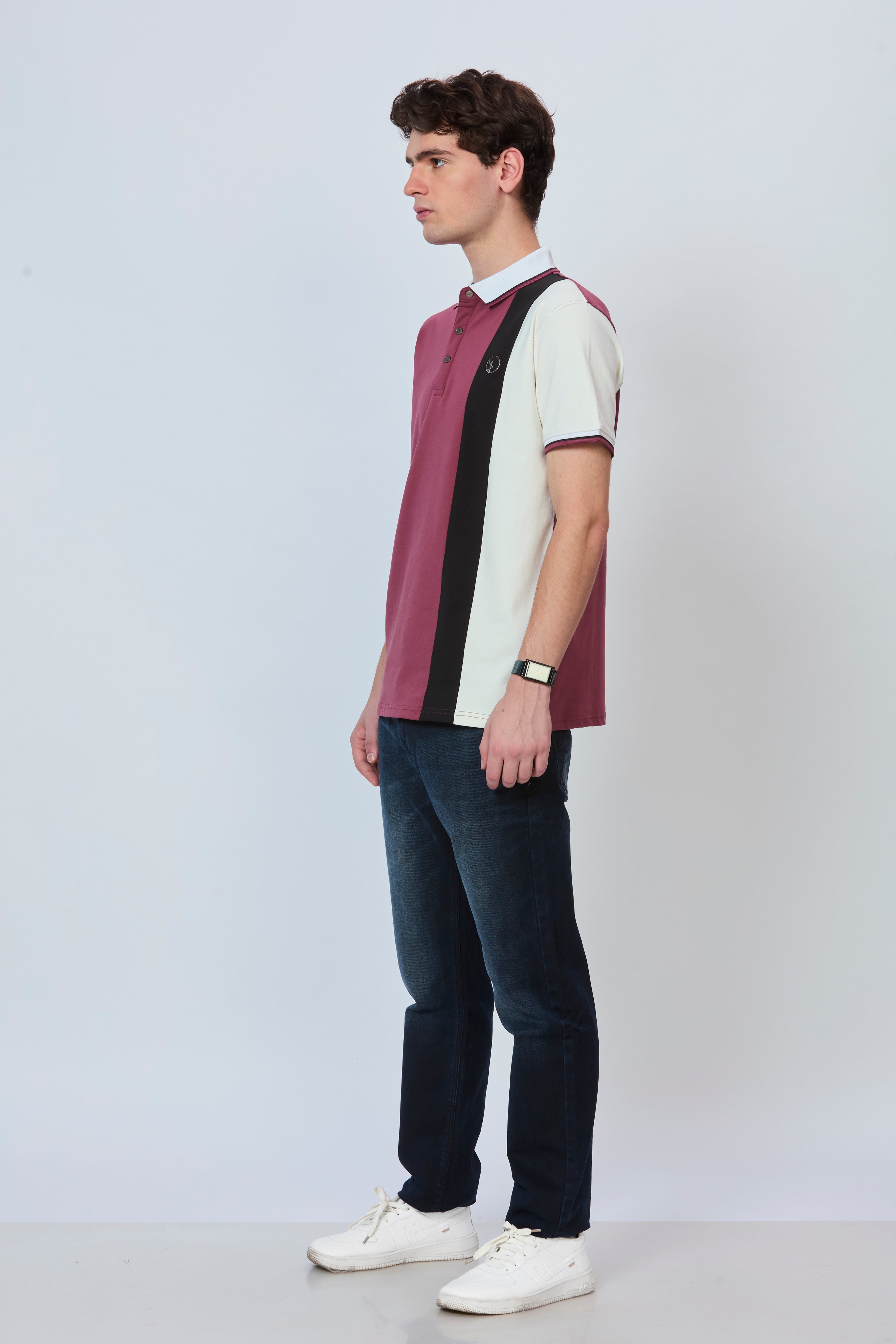 Urban Blocked Polo in Onion & Black
