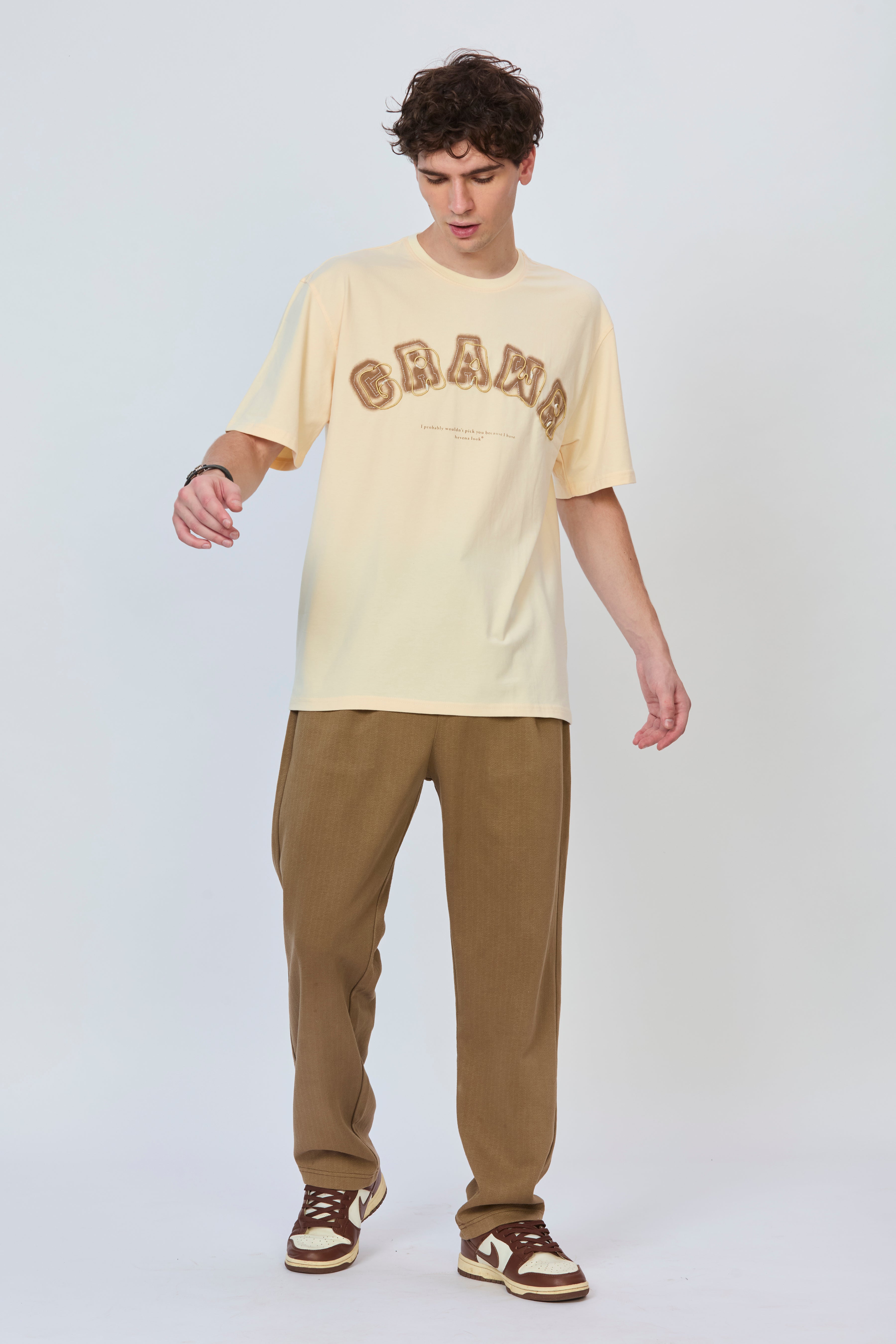 Oversized Cream Cotton T-Shirt