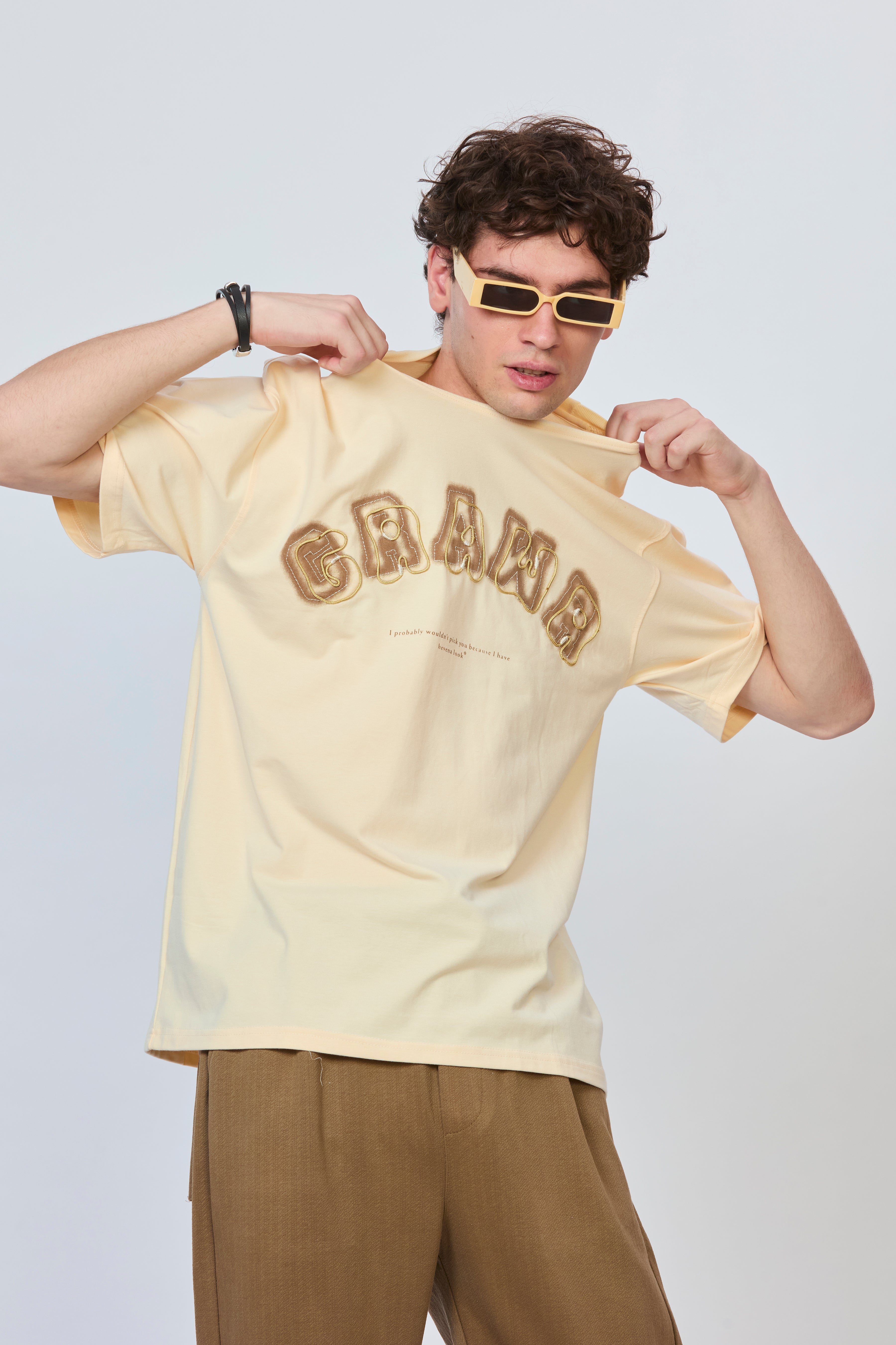 Oversized Cream Cotton T-Shirt