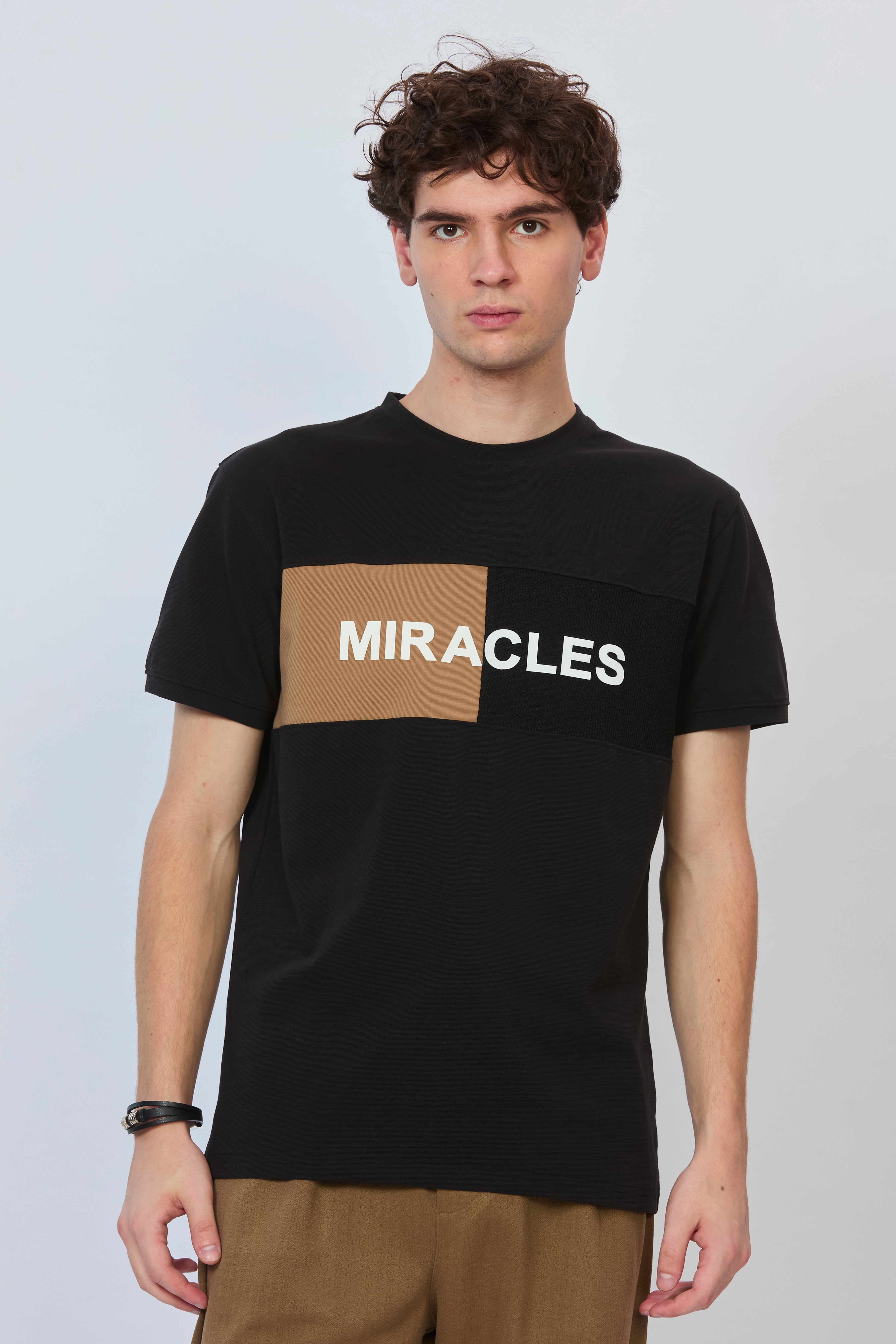 Bold Black & Brown Fusion Cut-and-Sew Tee
