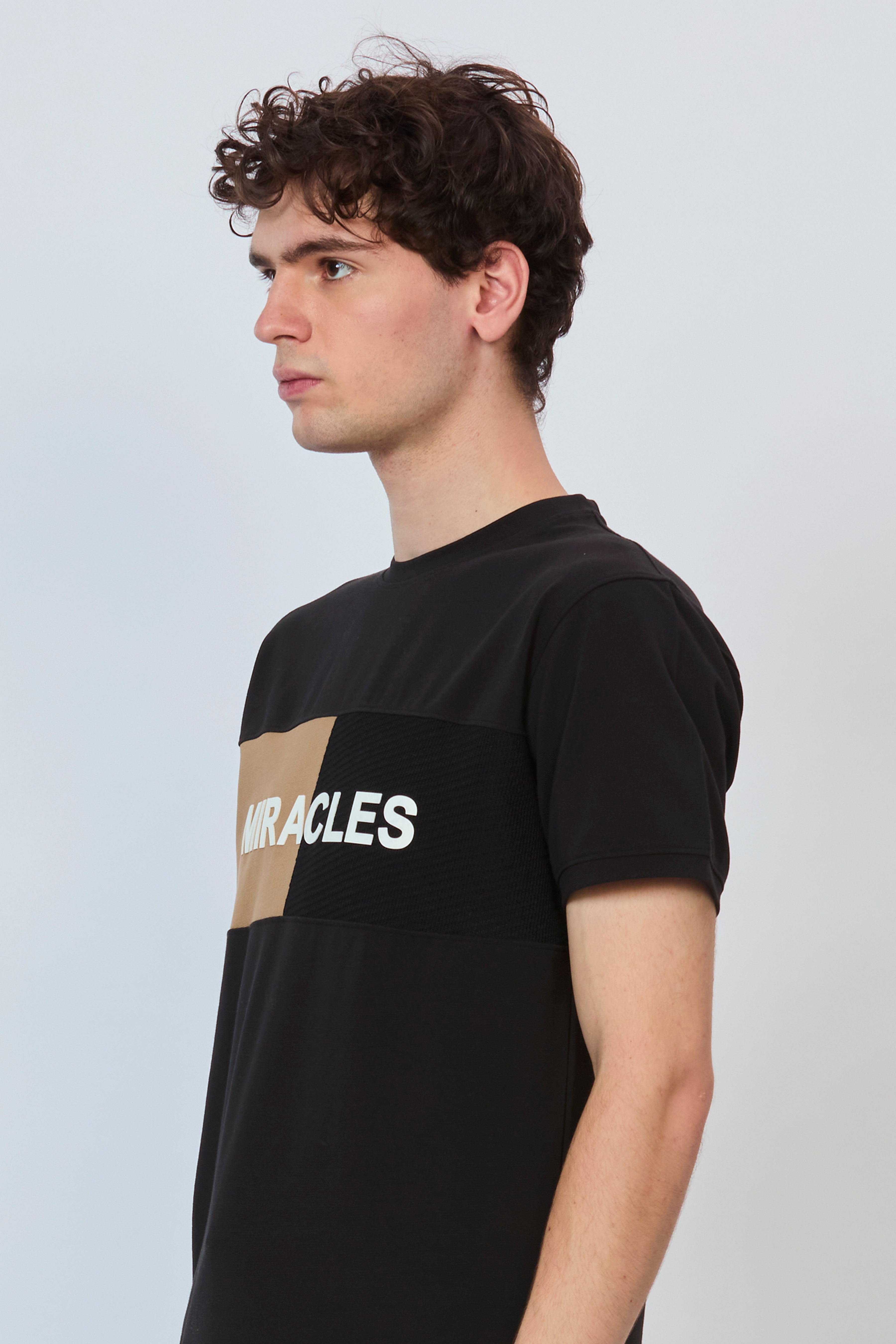 Bold Black & Brown Fusion Cut-and-Sew Tee