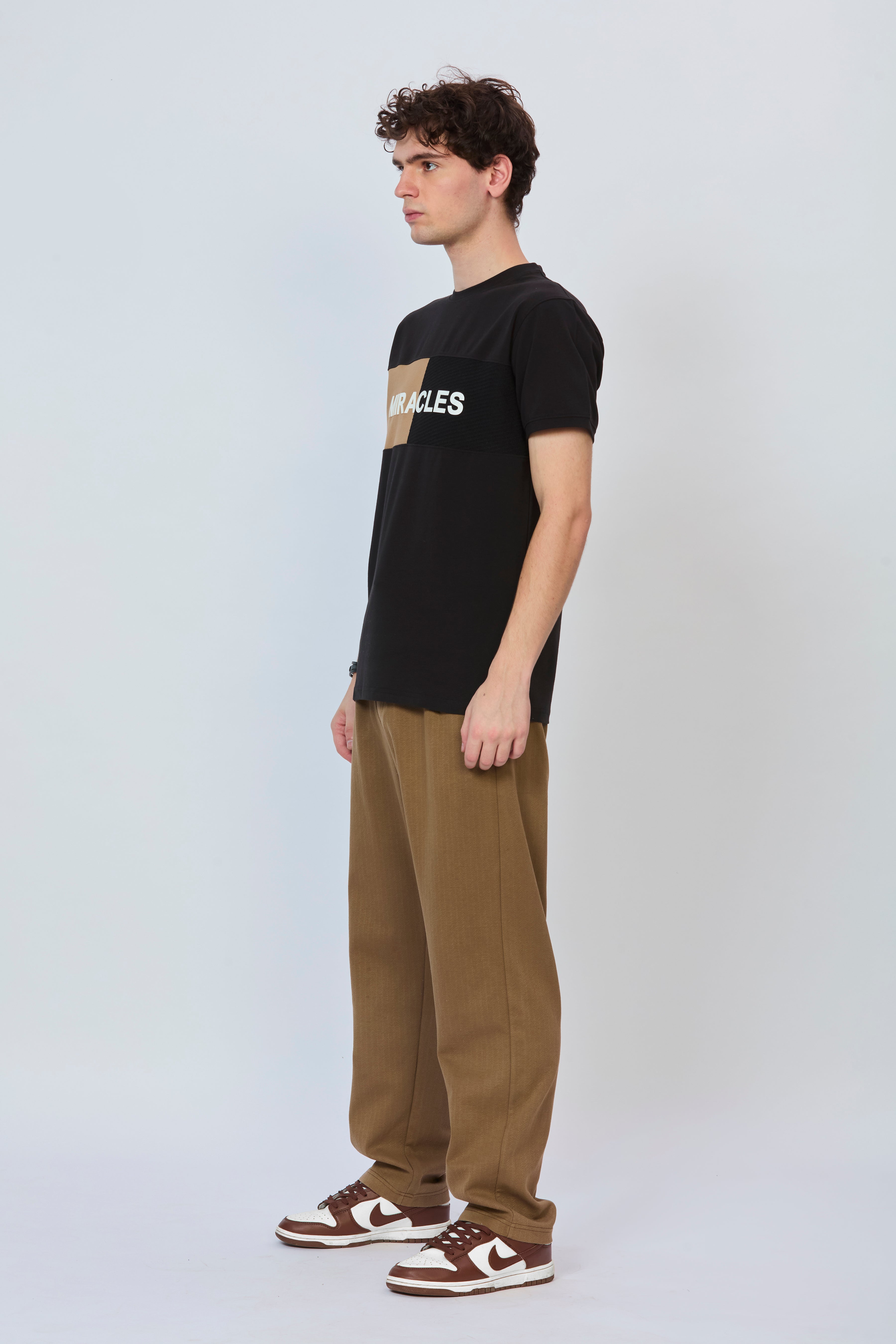 Bold Black & Brown Fusion Cut-and-Sew Tee