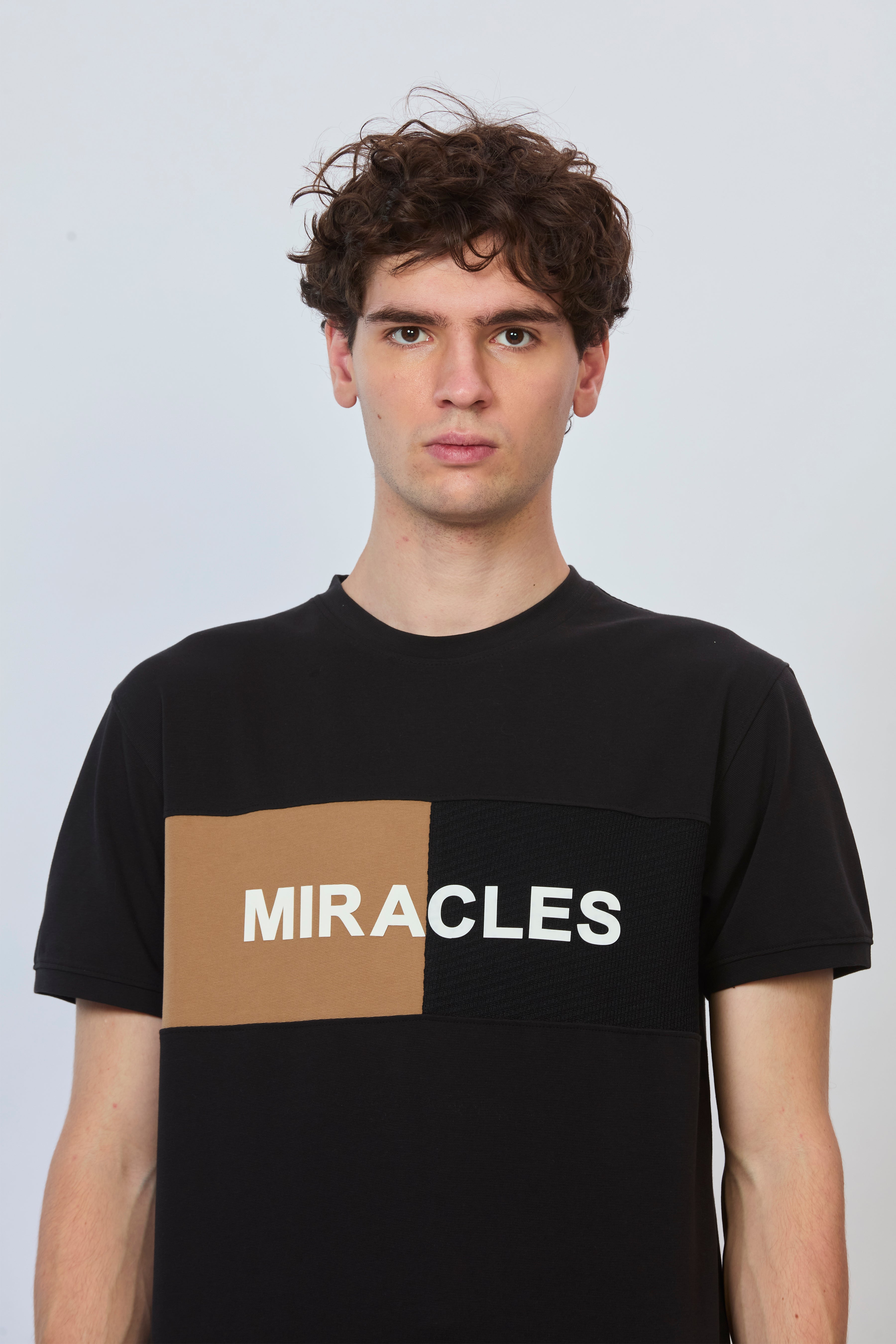 Bold Black & Brown Fusion Cut-and-Sew Tee