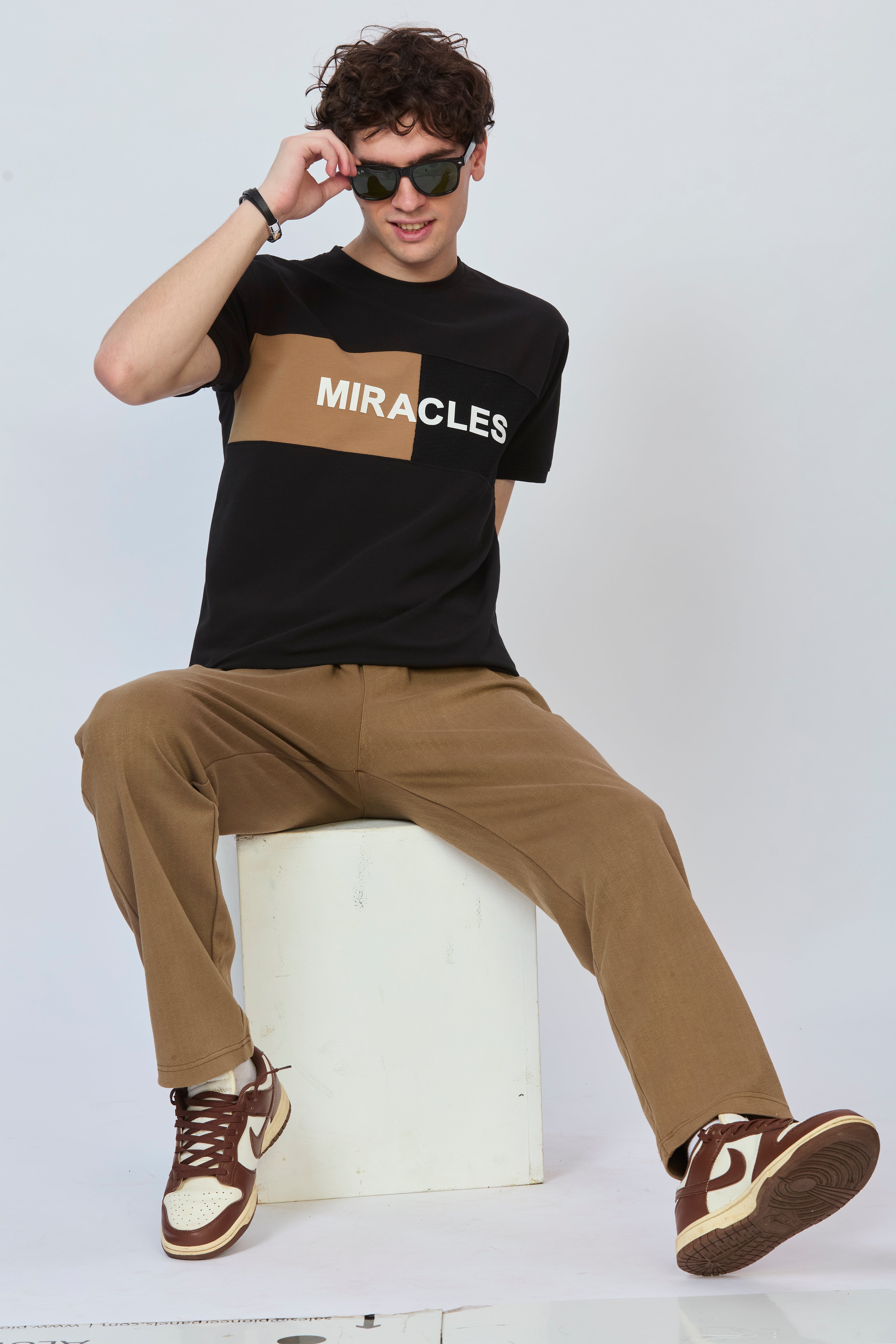 Bold Black & Brown Fusion Cut-and-Sew Tee