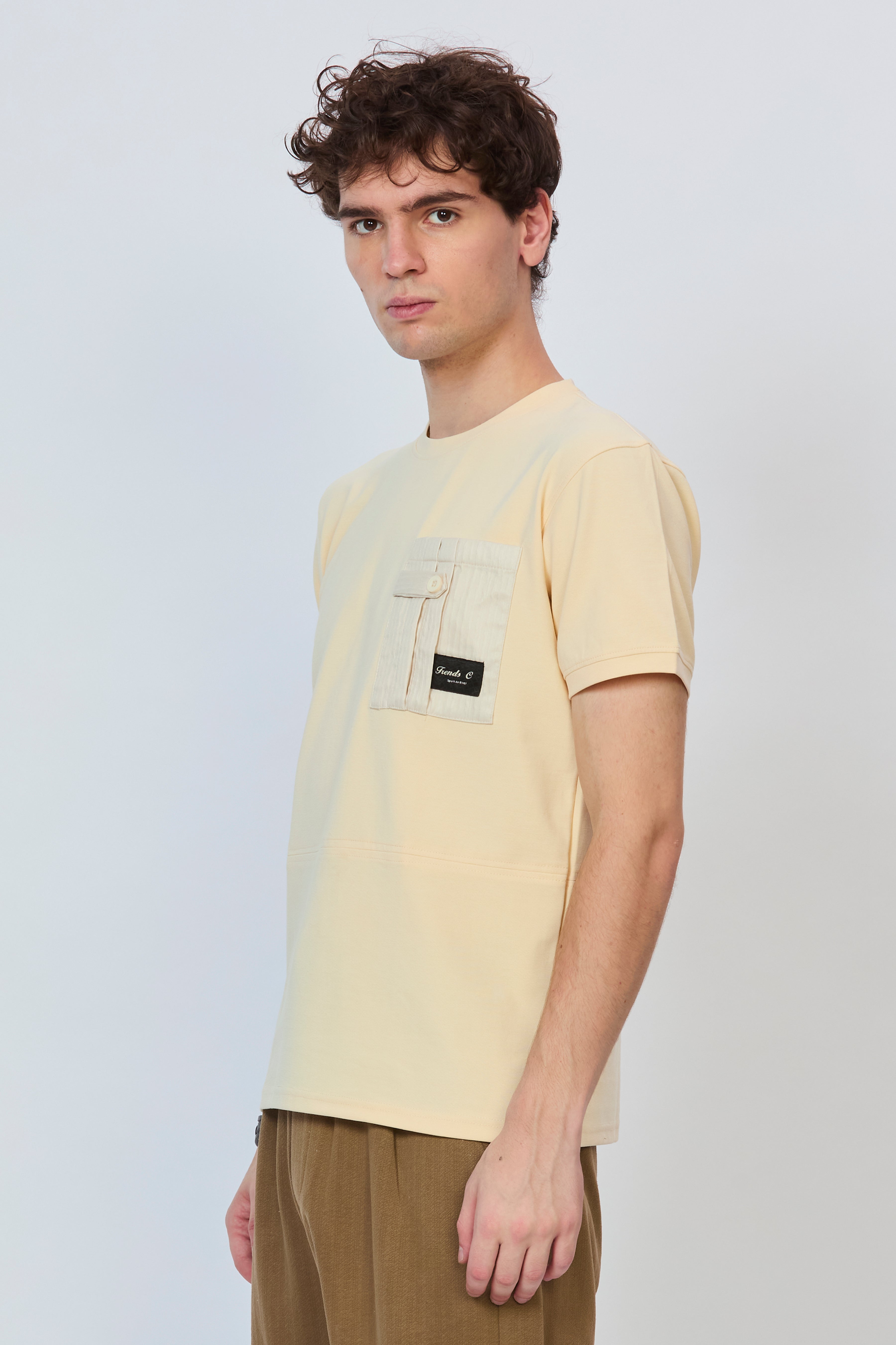 Classic Cream Casual T-Shirt with Pocket