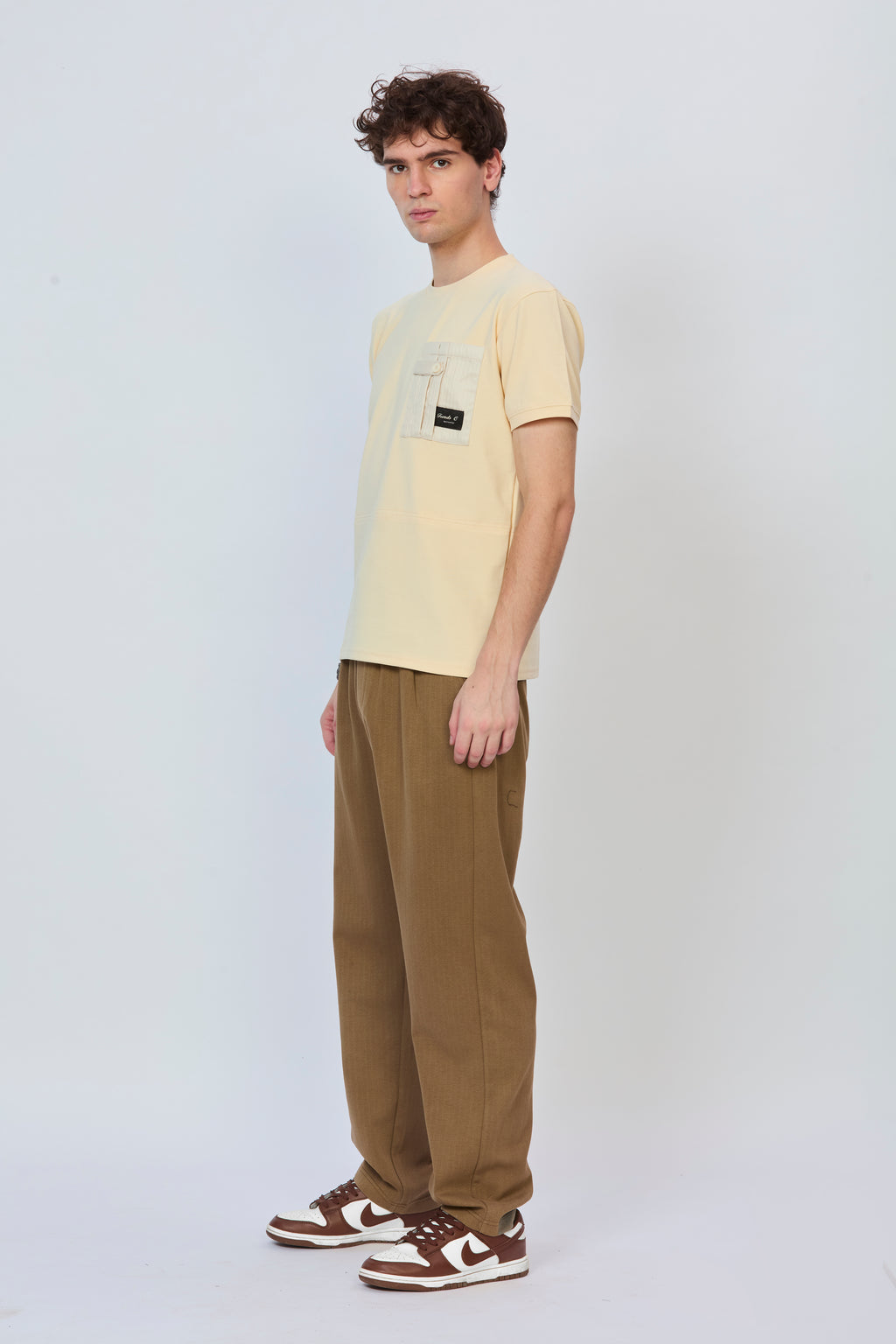 Classic Cream Casual T-Shirt with Pocket