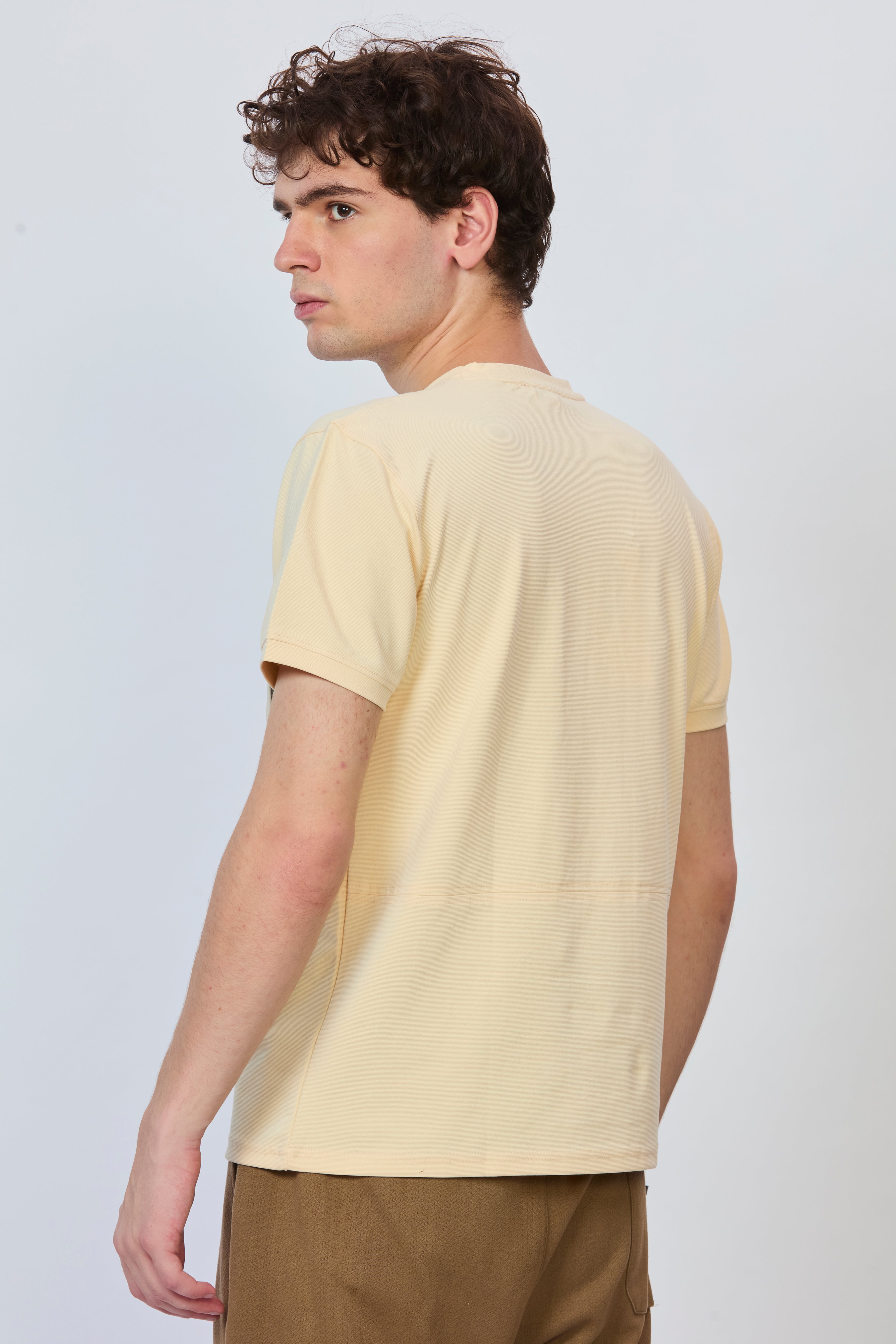 Classic Cream Casual T-Shirt with Pocket