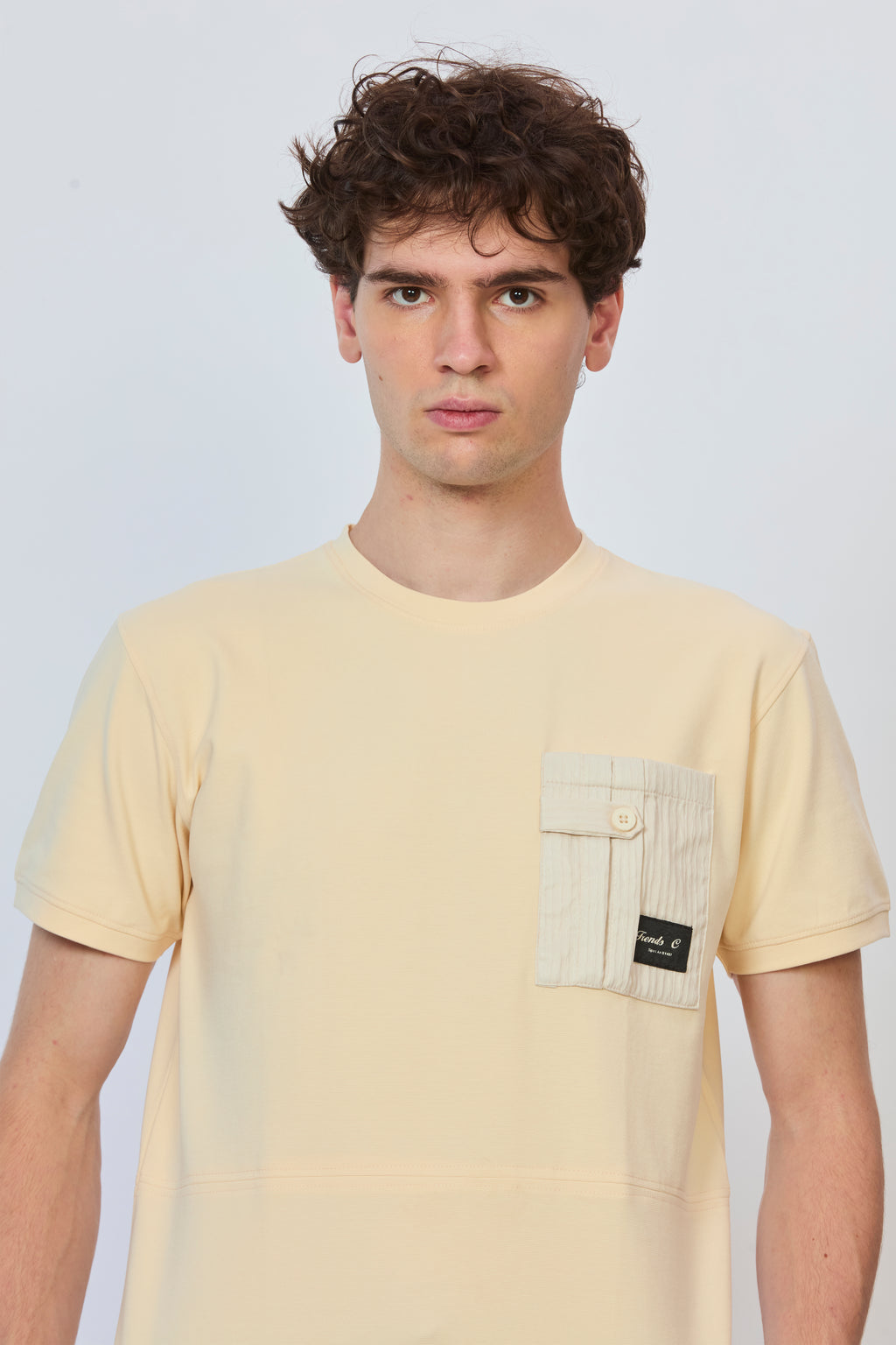 Classic Cream Casual T-Shirt with Pocket