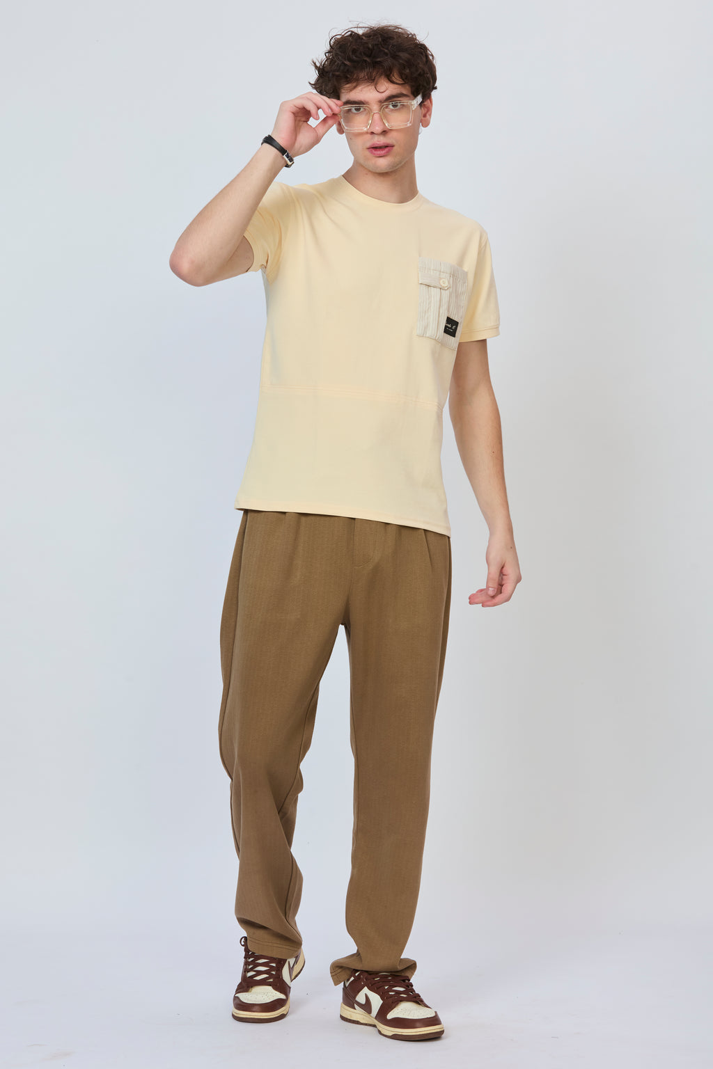 Classic Cream Casual T-Shirt with Pocket