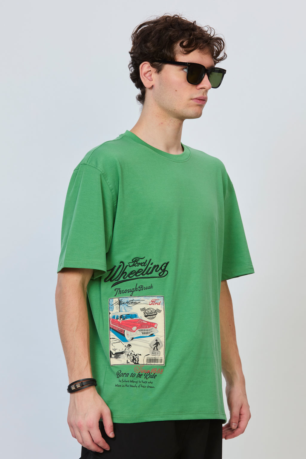 Minimalist Green Oversized Cotton T-Shirt