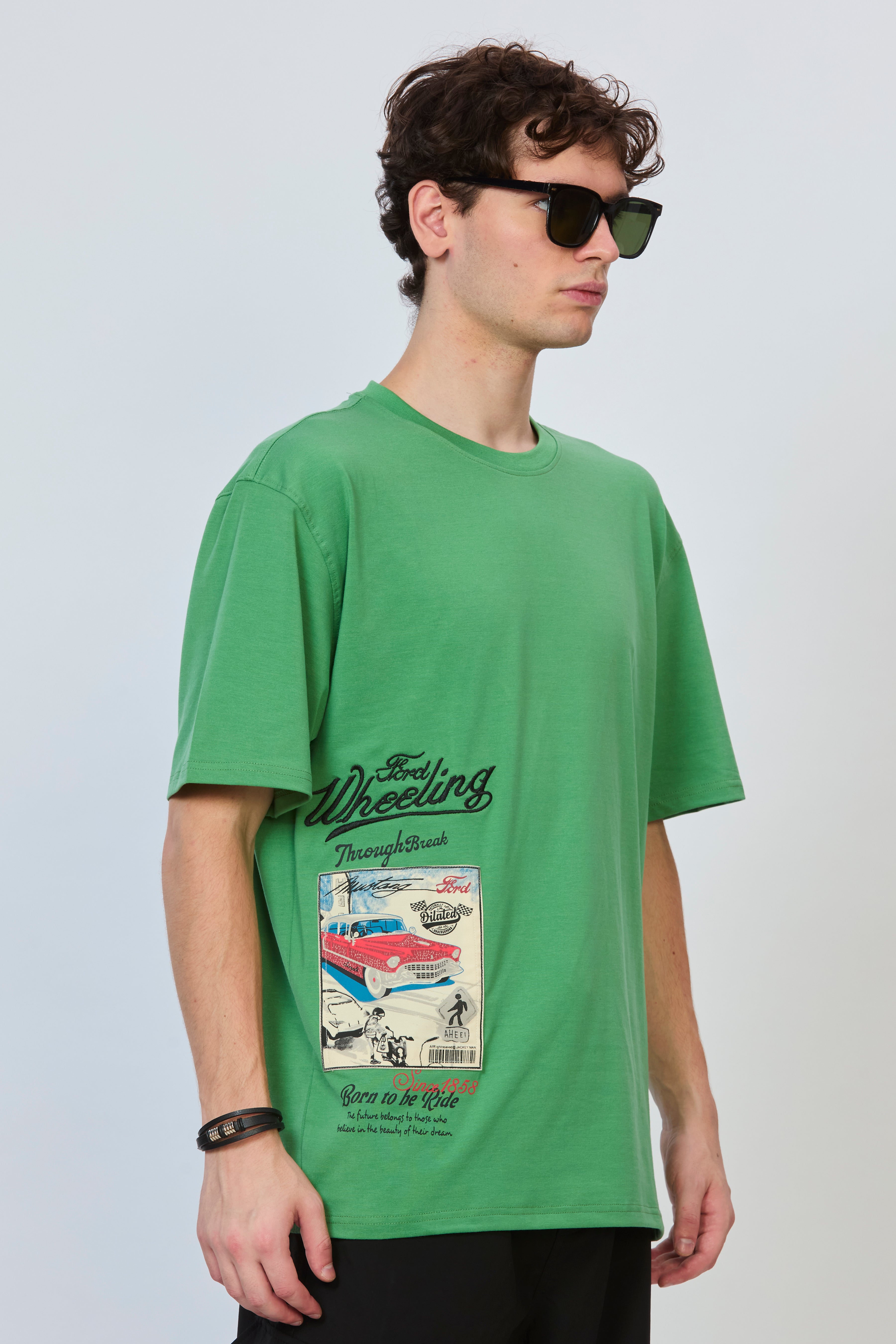 Minimalist Green Oversized Cotton T-Shirt