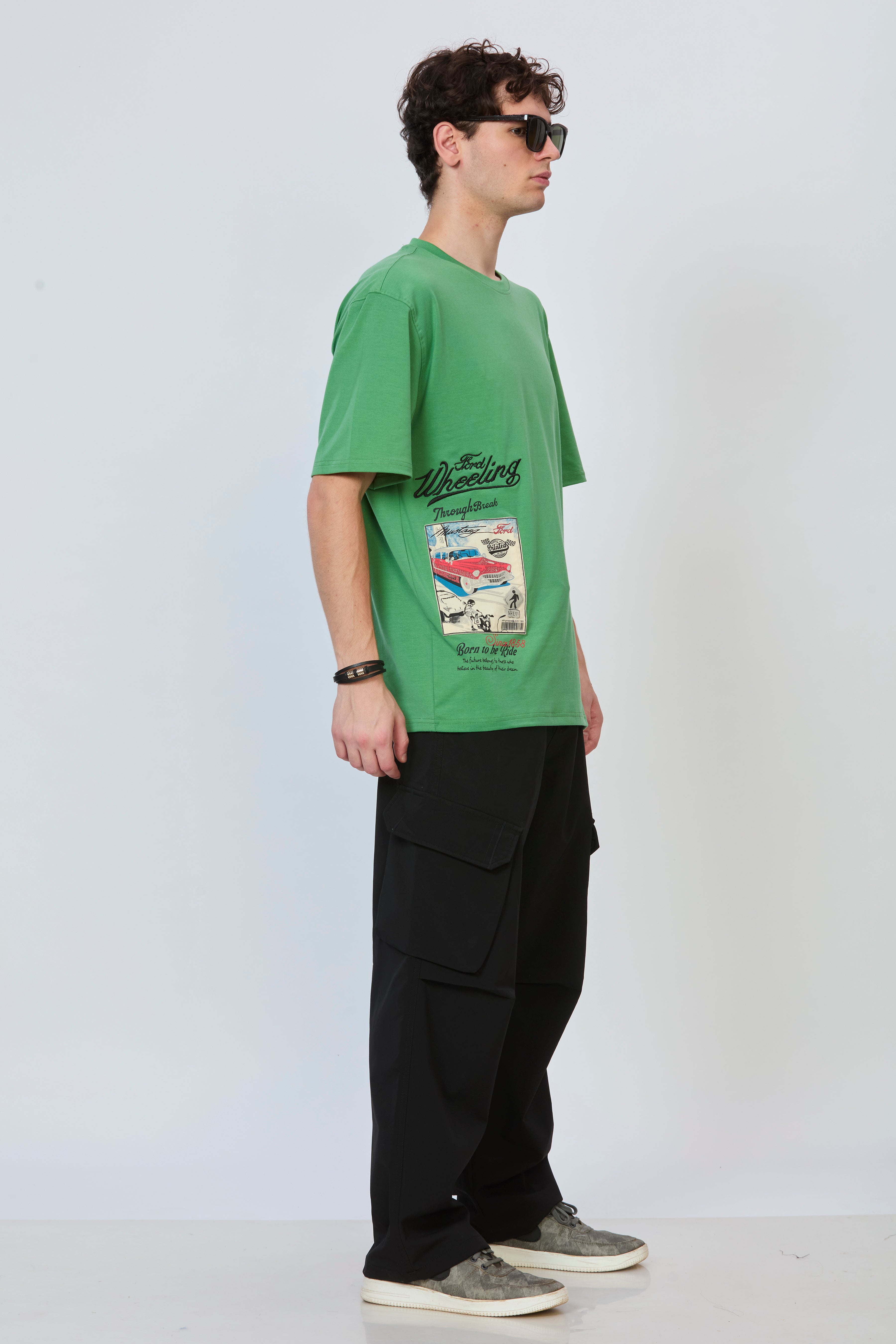 Minimalist Green Oversized Cotton T-Shirt