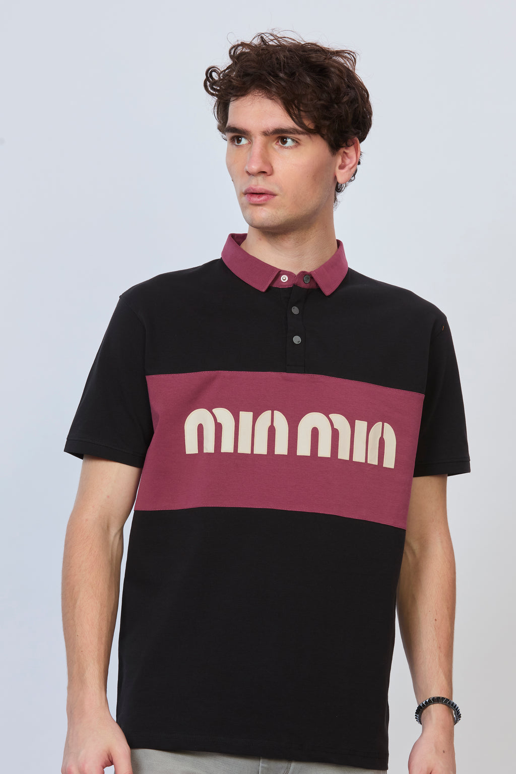 Onion Black Contrast Panel Polo