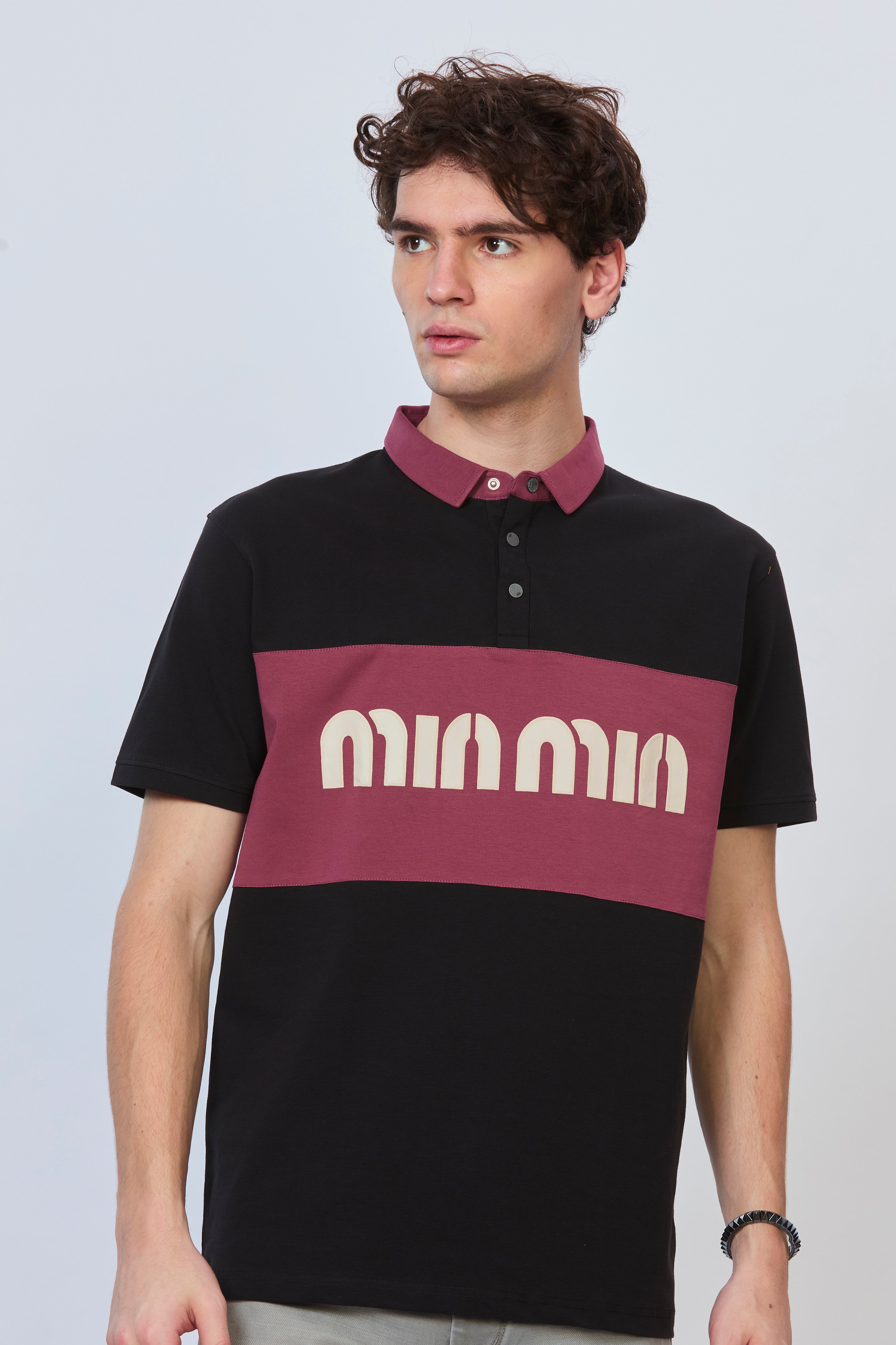 Onion Black Contrast Panel Polo