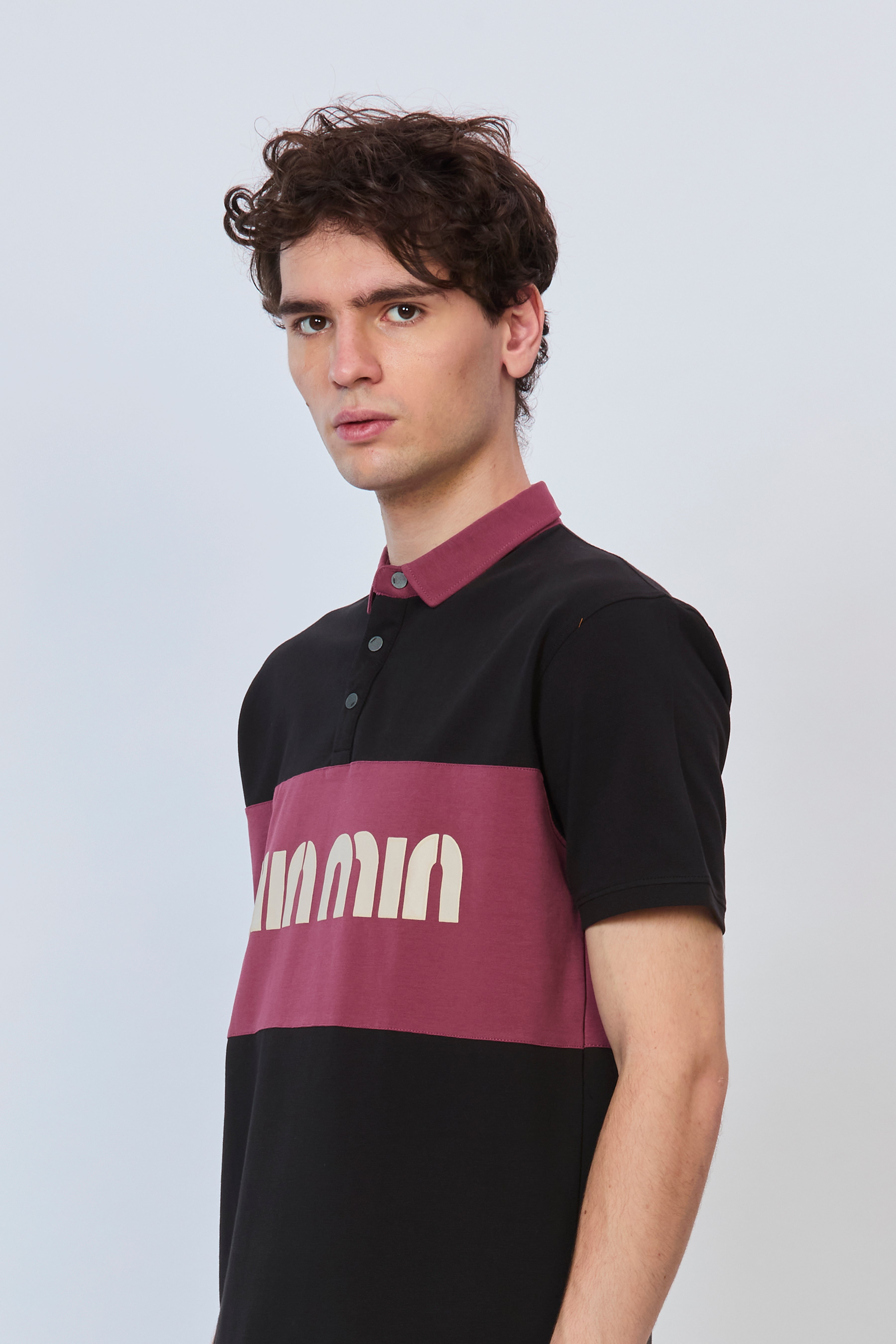 Onion Black Contrast Panel Polo