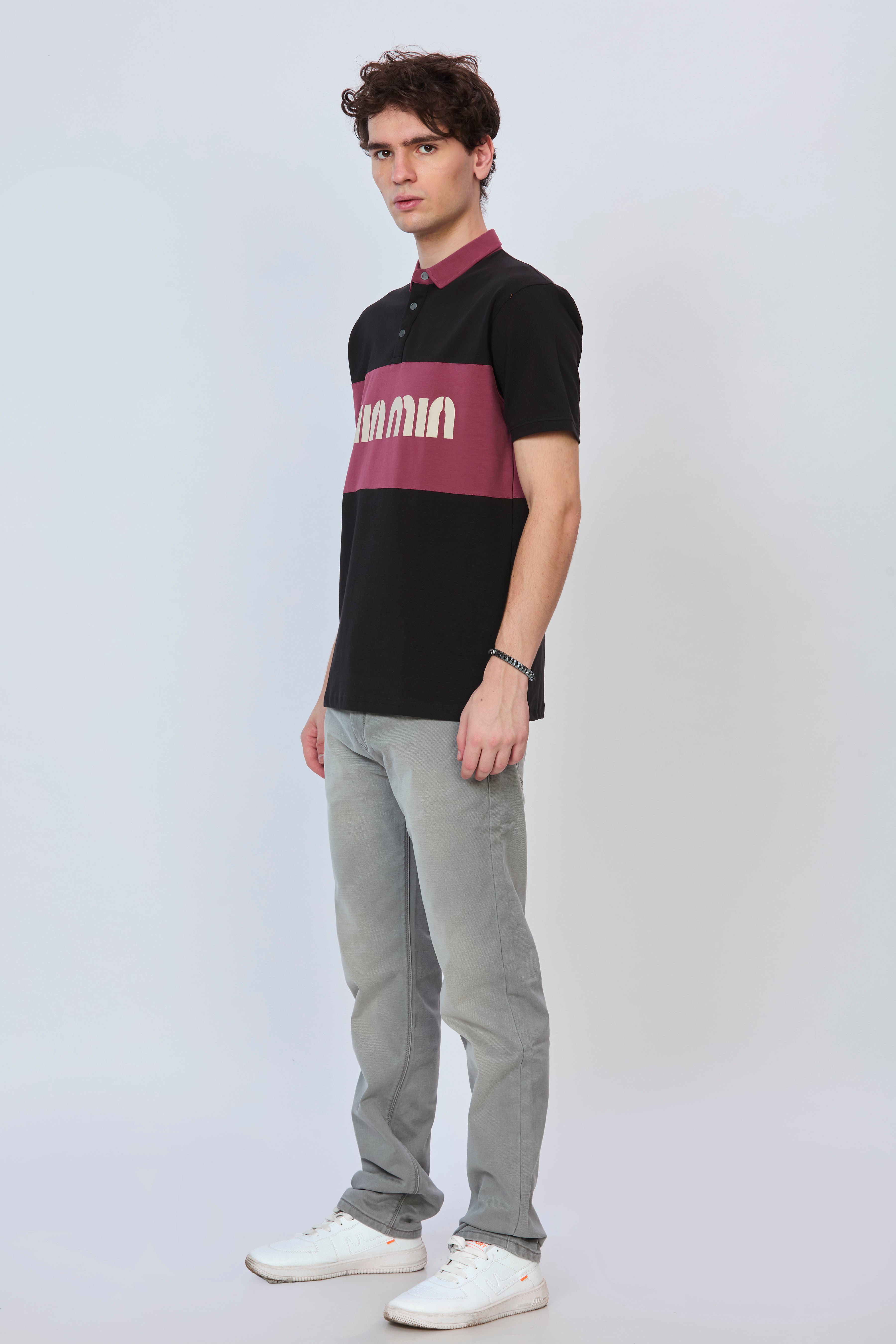 Onion Black Contrast Panel Polo