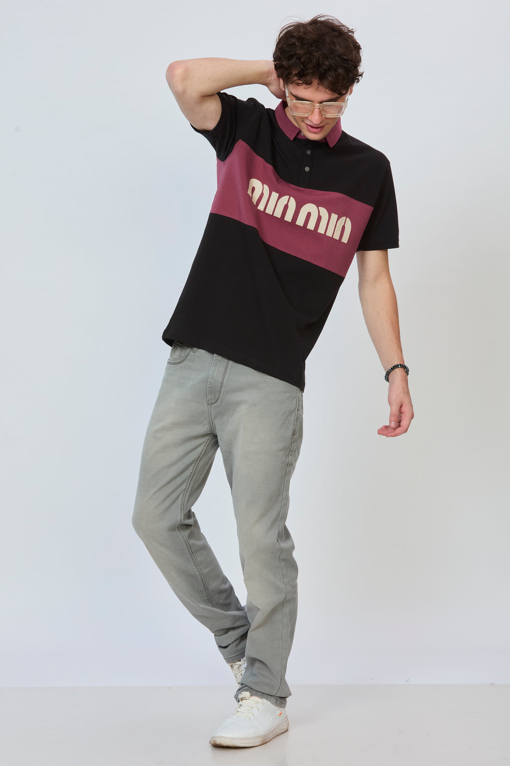 Onion Black Contrast Panel Polo