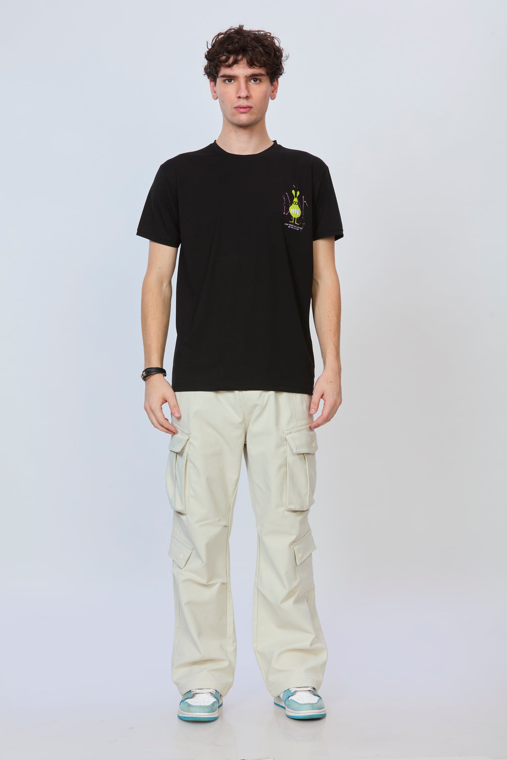 Classic Black Cotton T-Shirt with Graphic Back Print