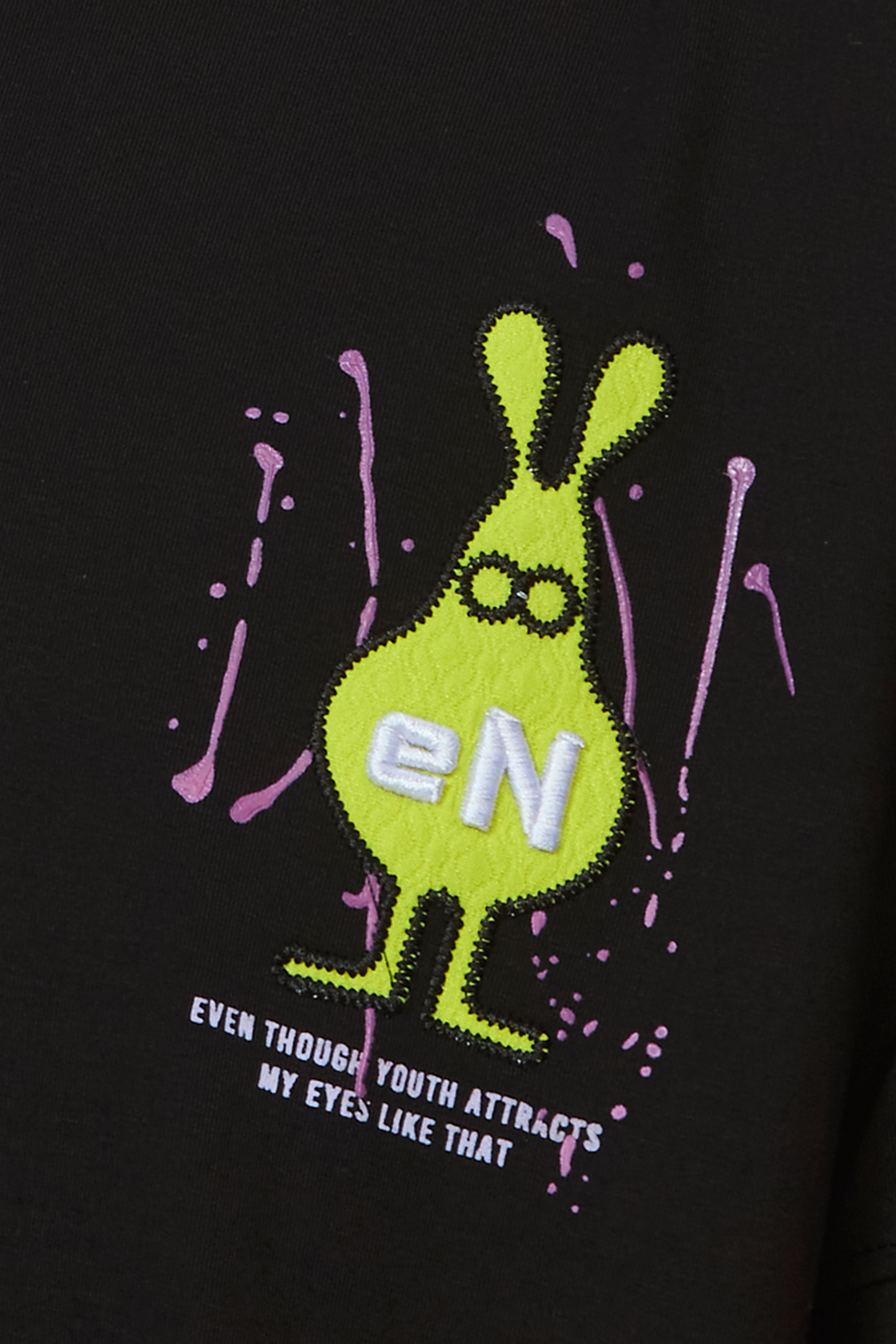 Classic Black Cotton T-Shirt with Graphic Back Print