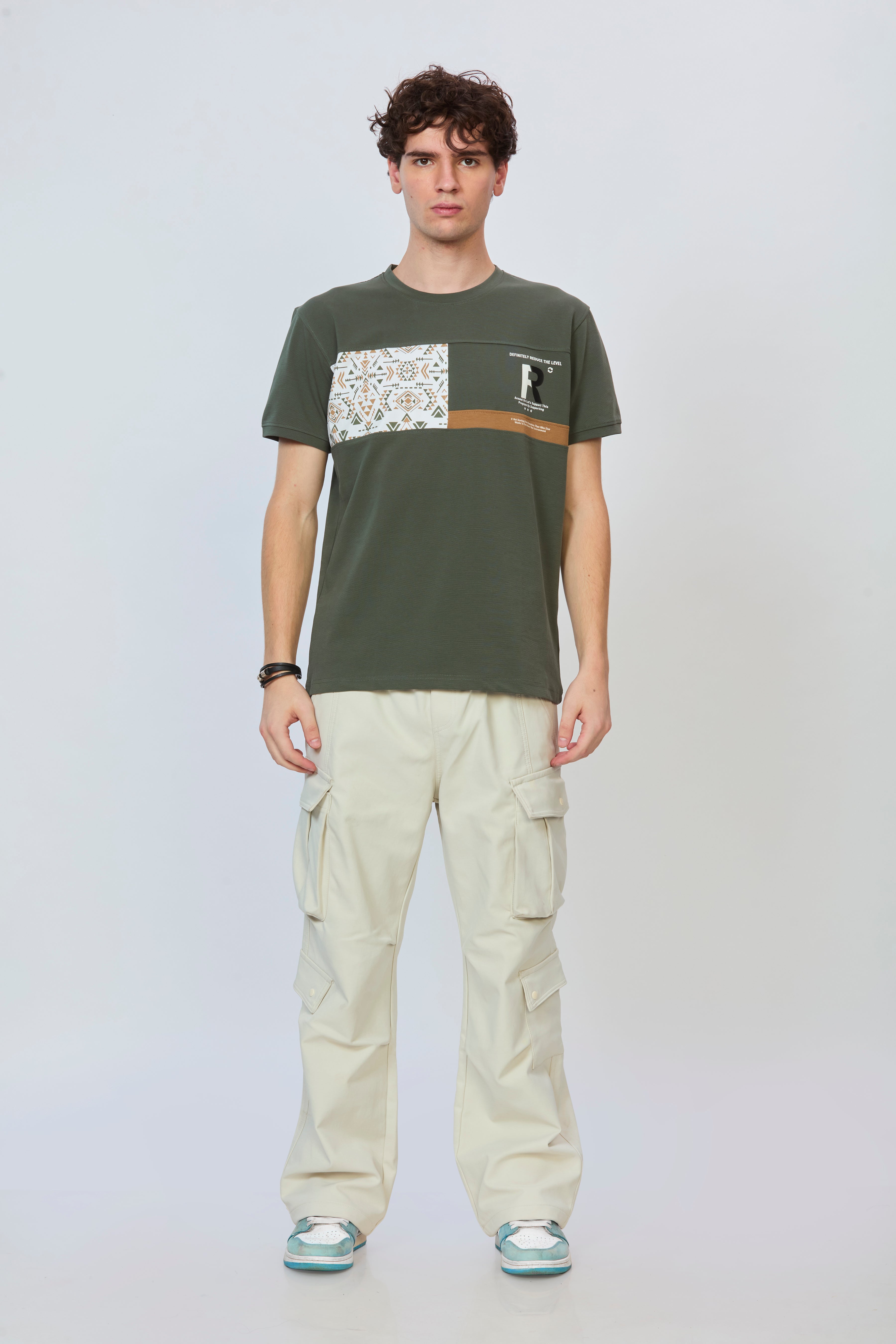 Olive Cut-and-Sew Statement Tee