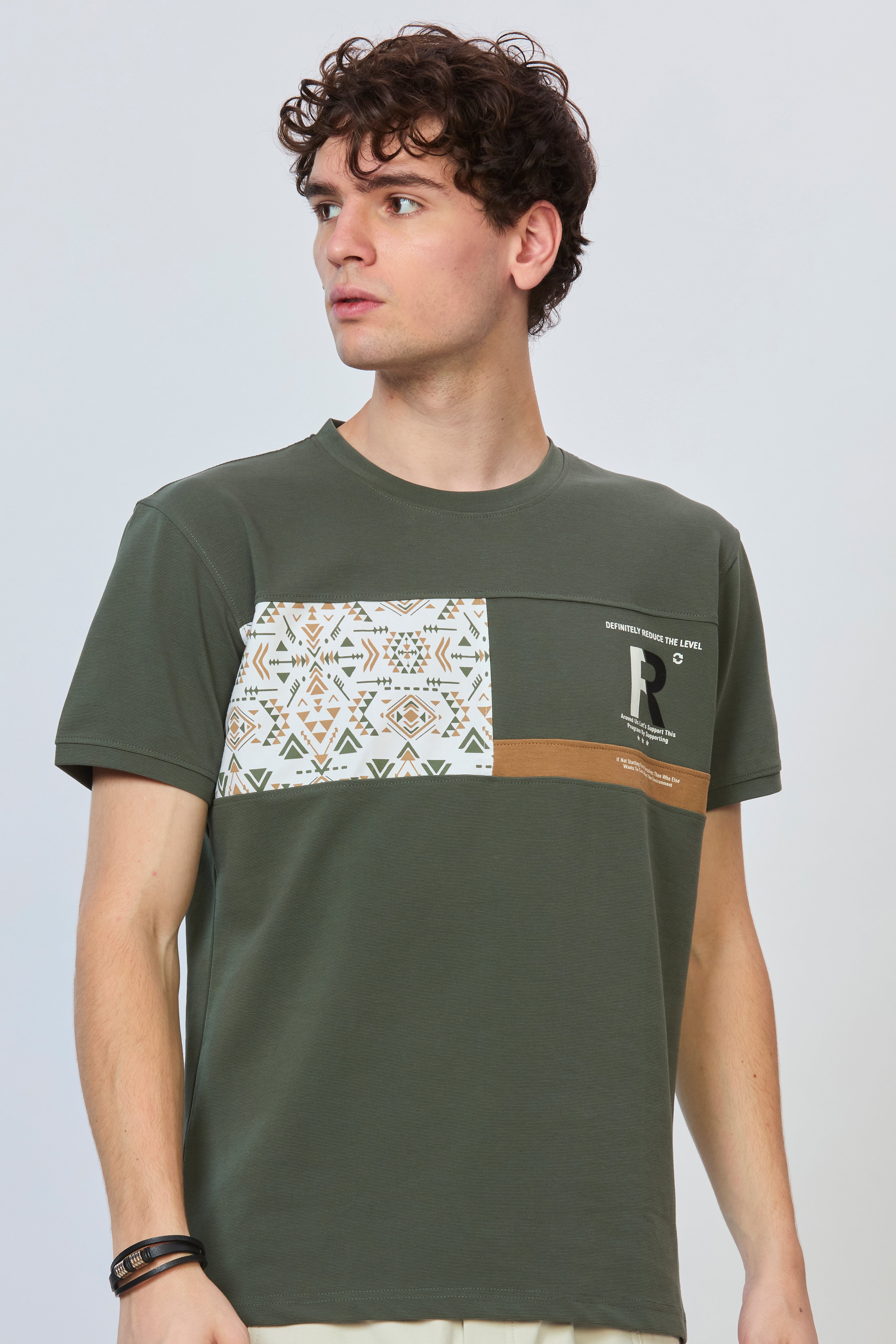 Olive Cut-and-Sew Statement Tee