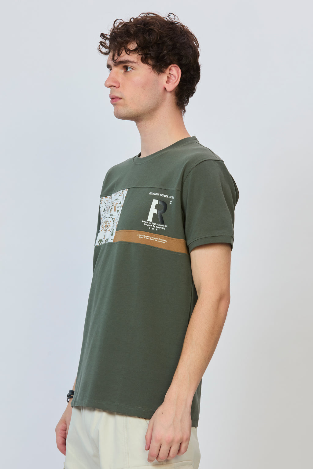Olive Cut-and-Sew Statement Tee