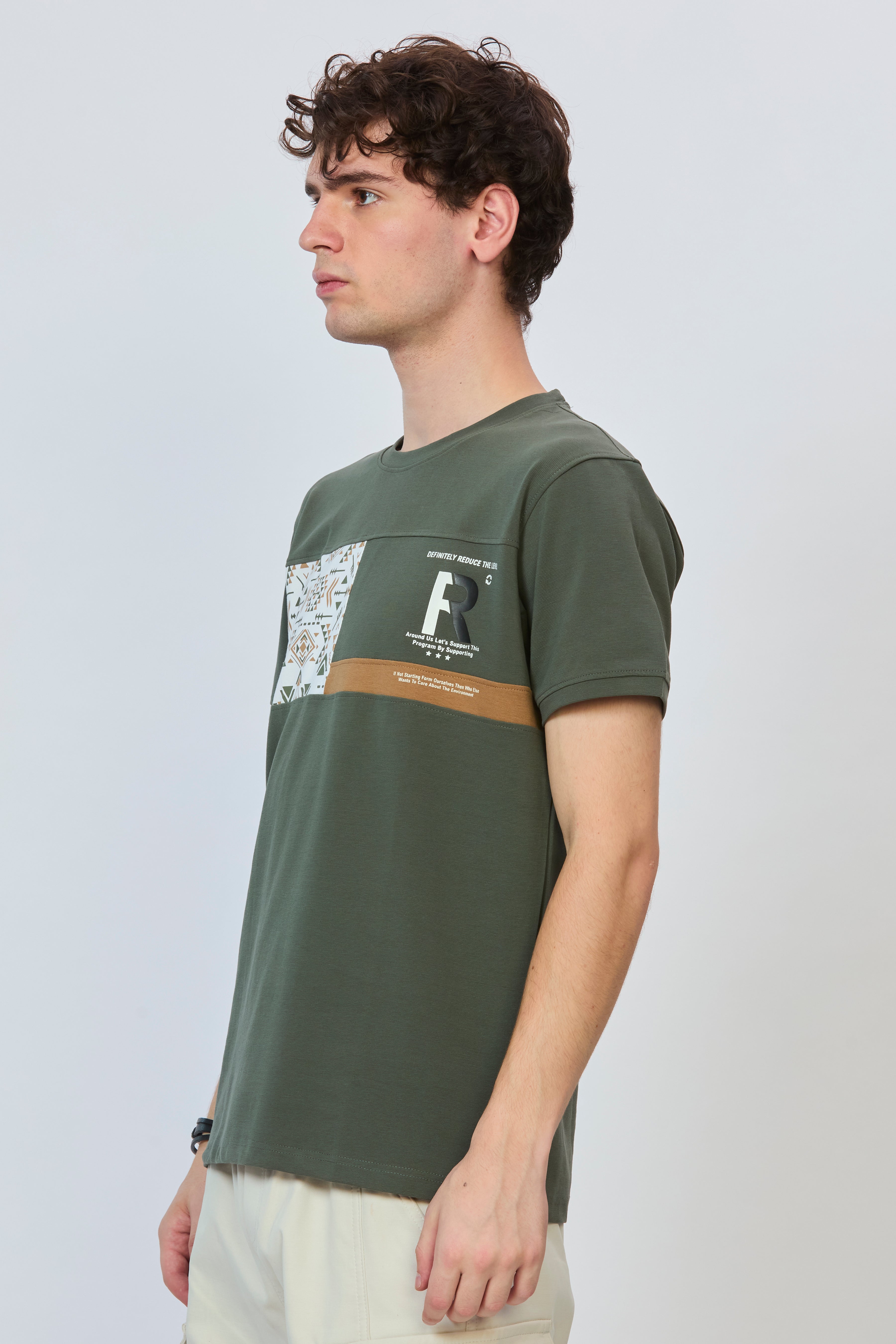 Olive Cut-and-Sew Statement Tee