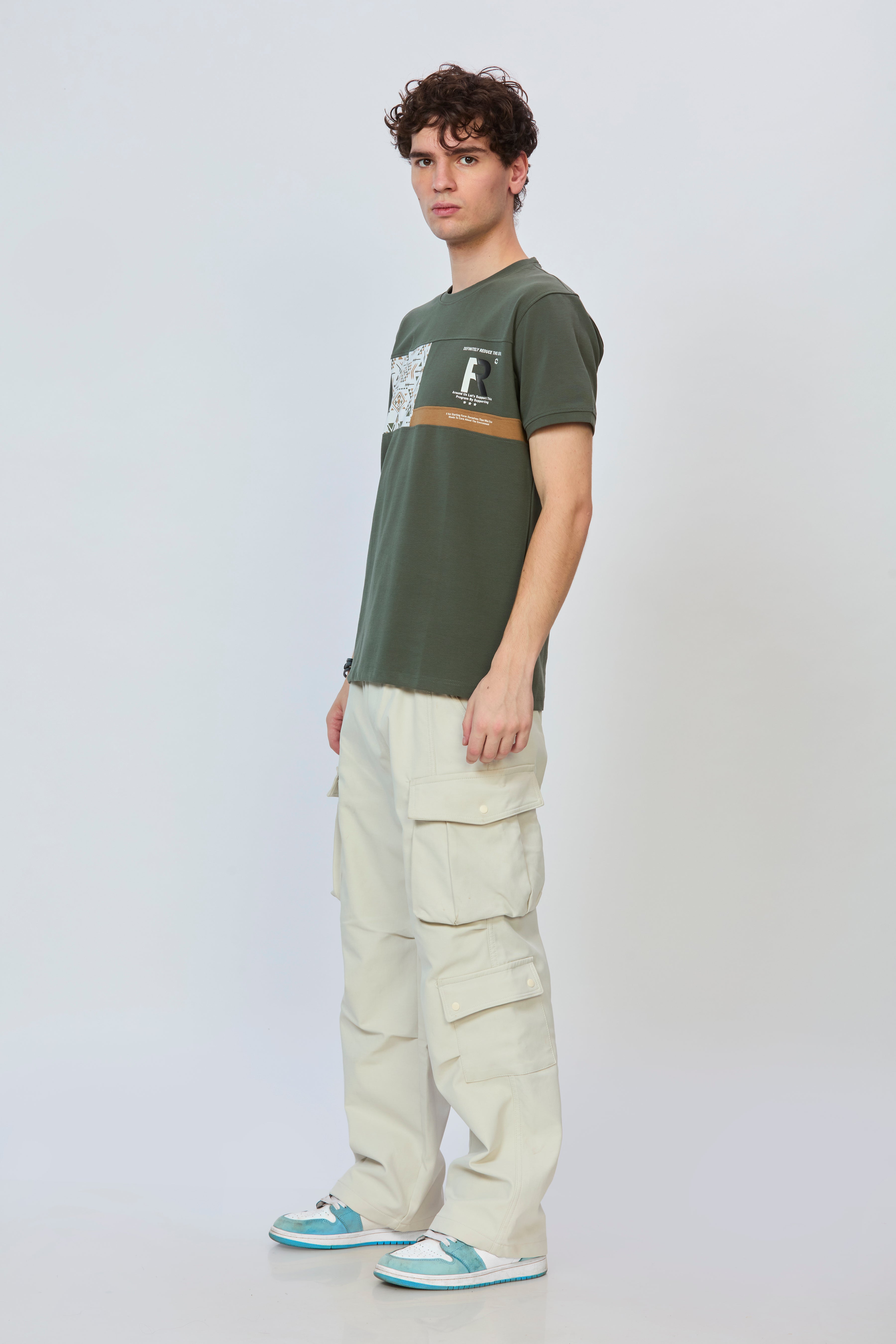 Olive Cut-and-Sew Statement Tee