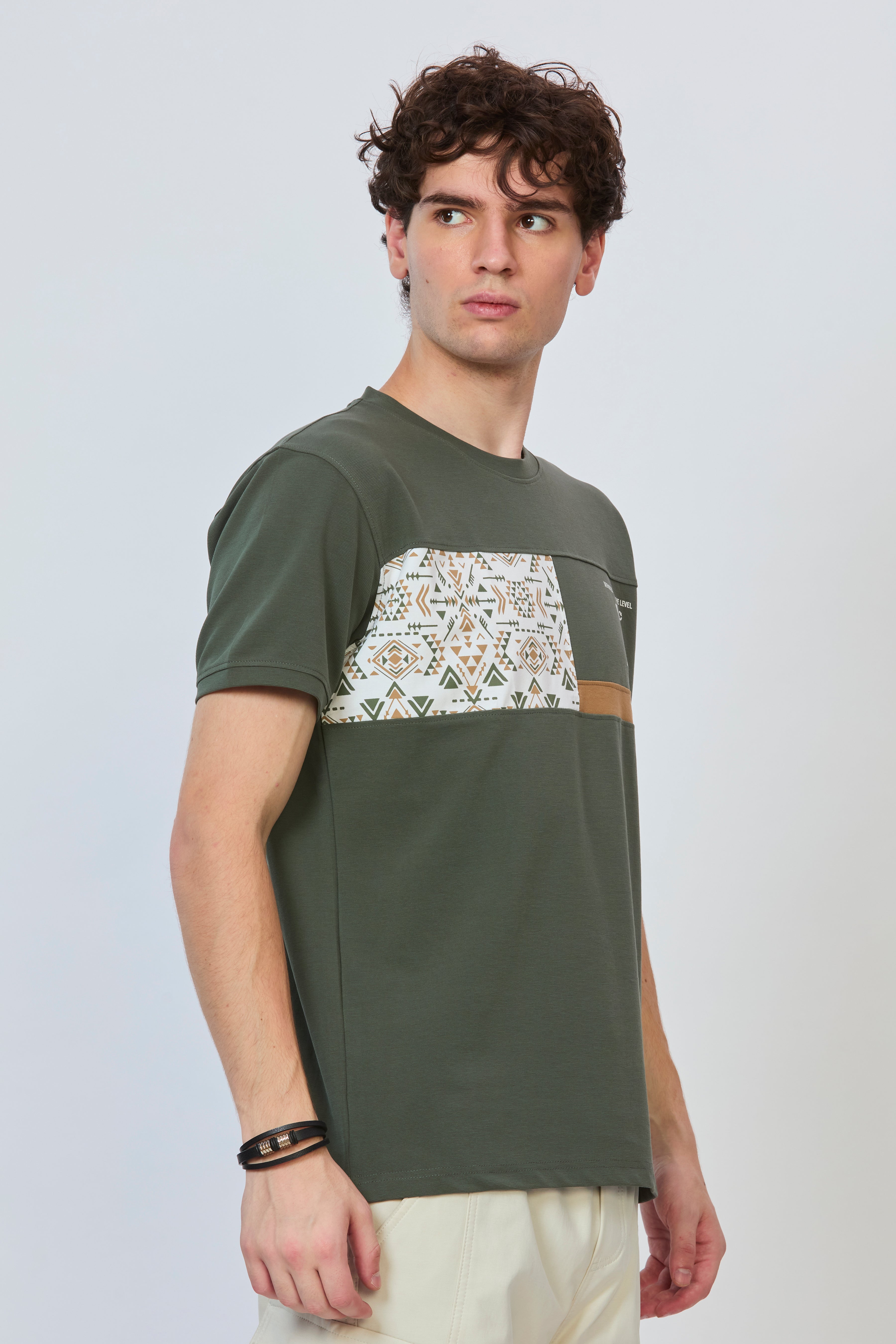 Olive Cut-and-Sew Statement Tee