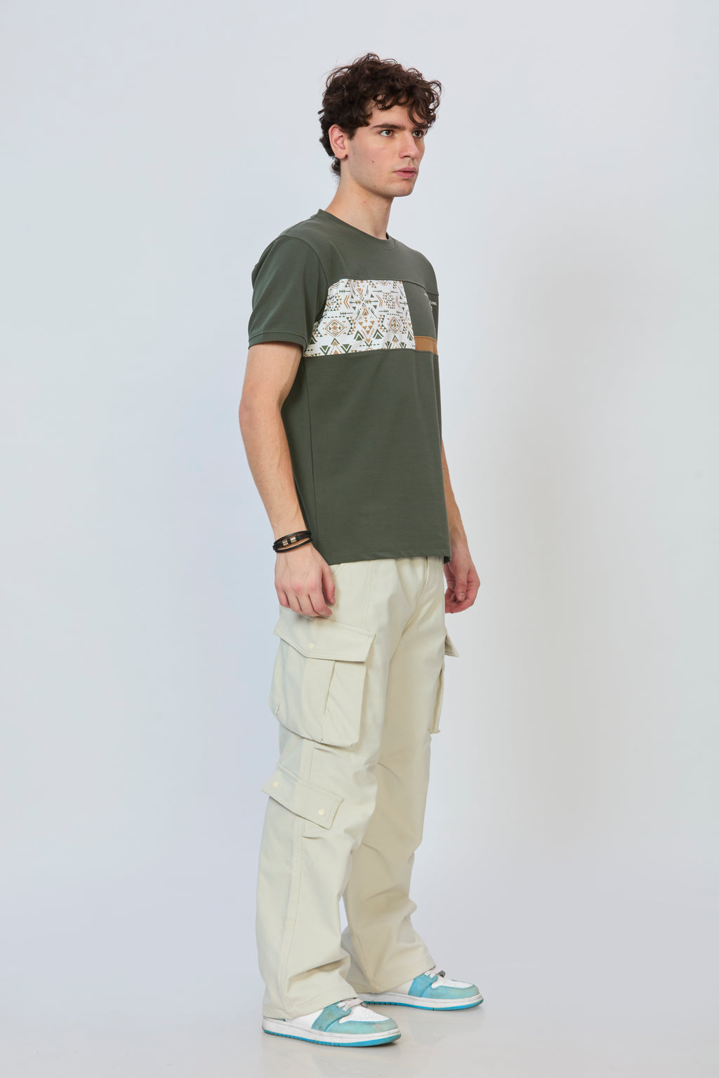 Olive Cut-and-Sew Statement Tee