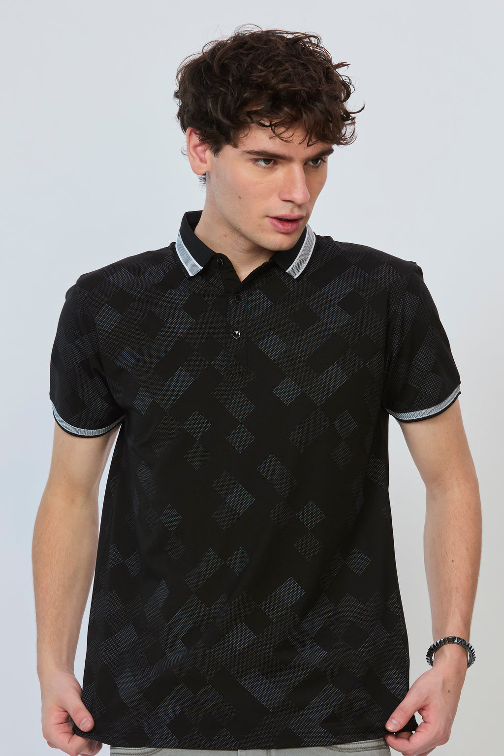 Black CityScape All-Over Polo