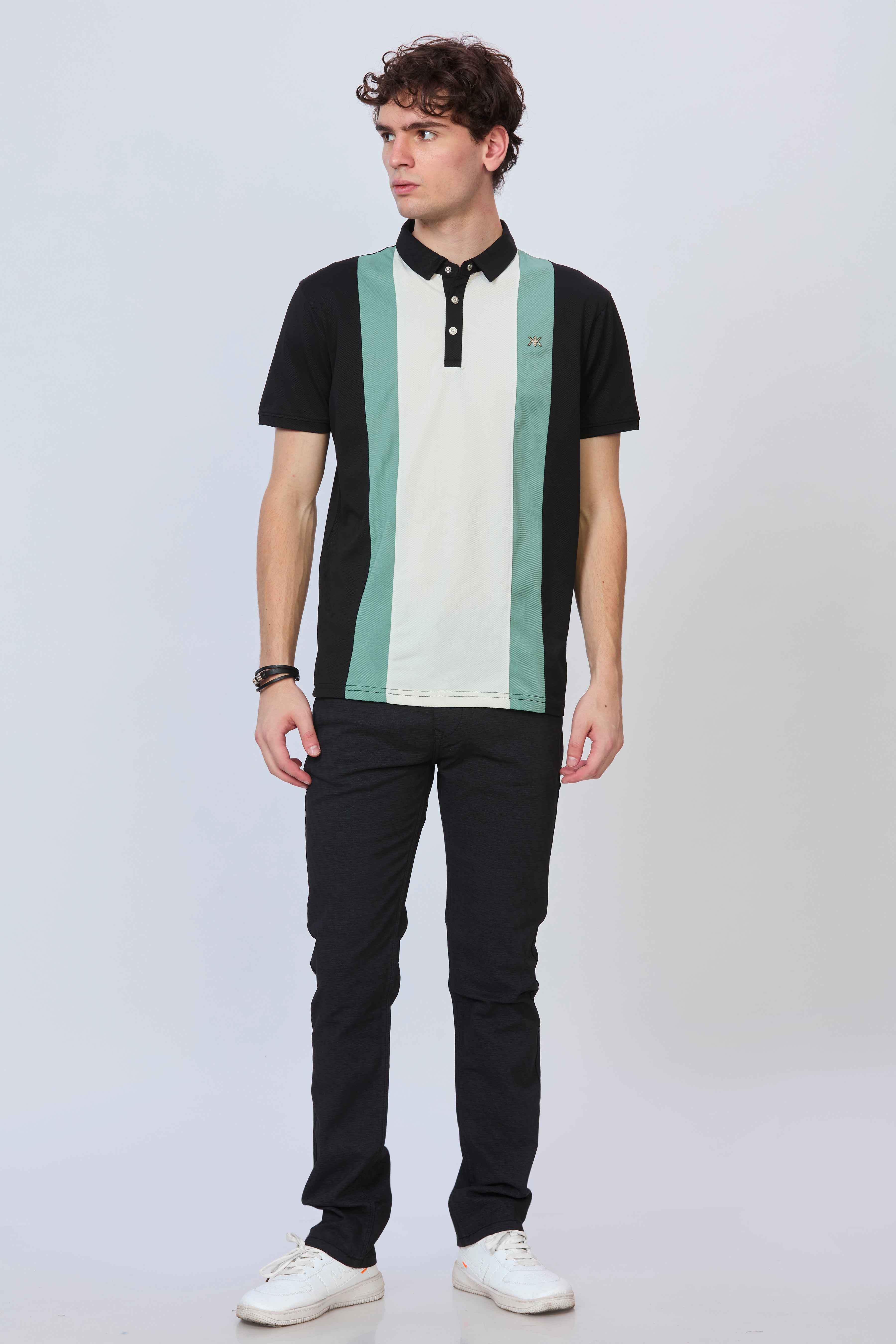 Classic Panel Polo in Black & Green