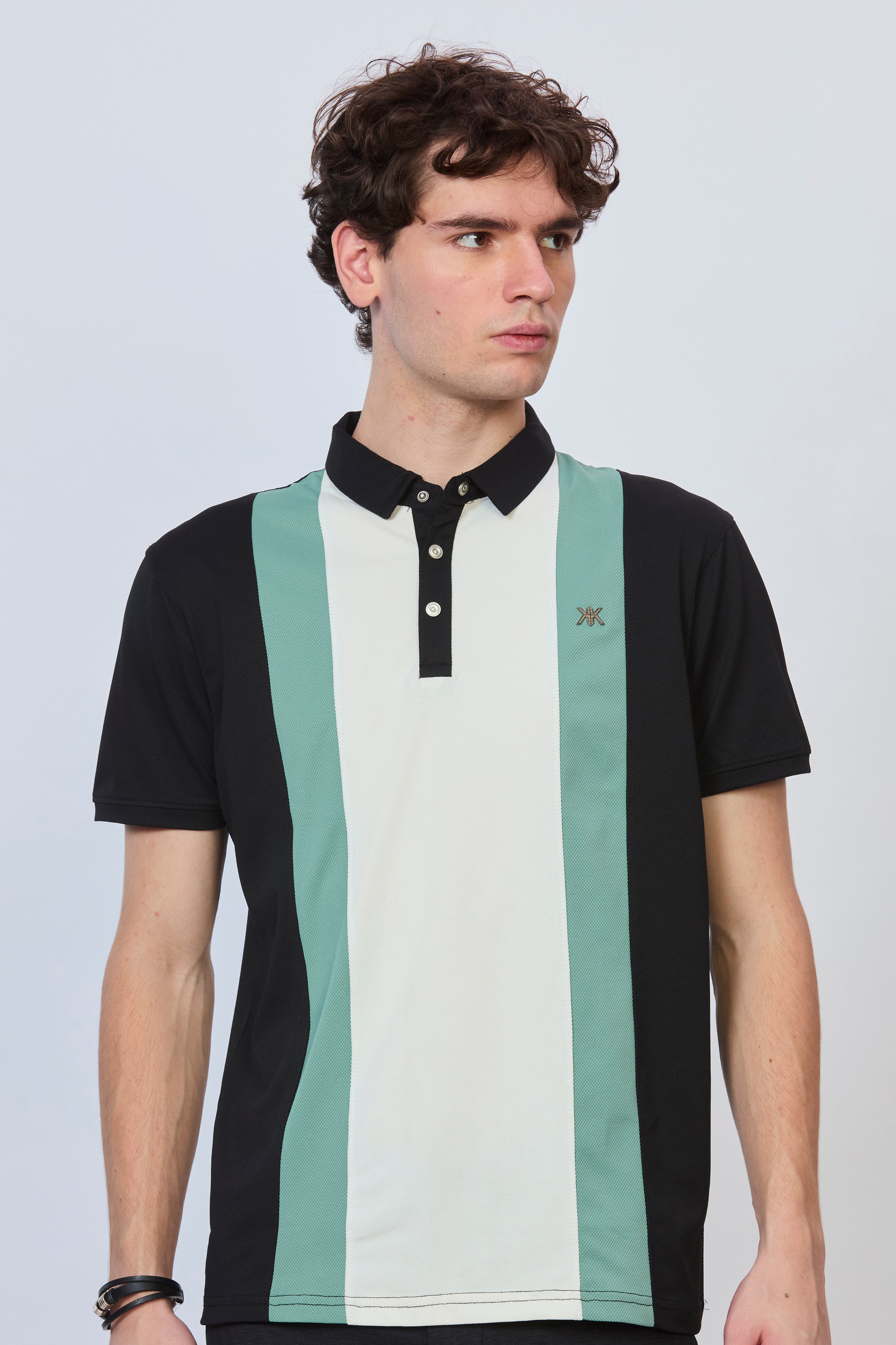 Classic Panel Polo in Black & Green
