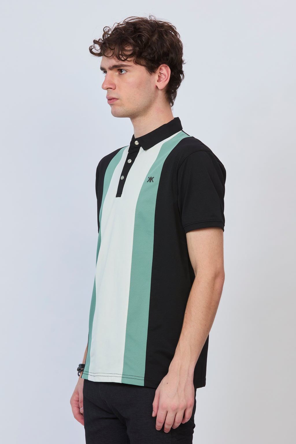 Classic Panel Polo in Black & Green