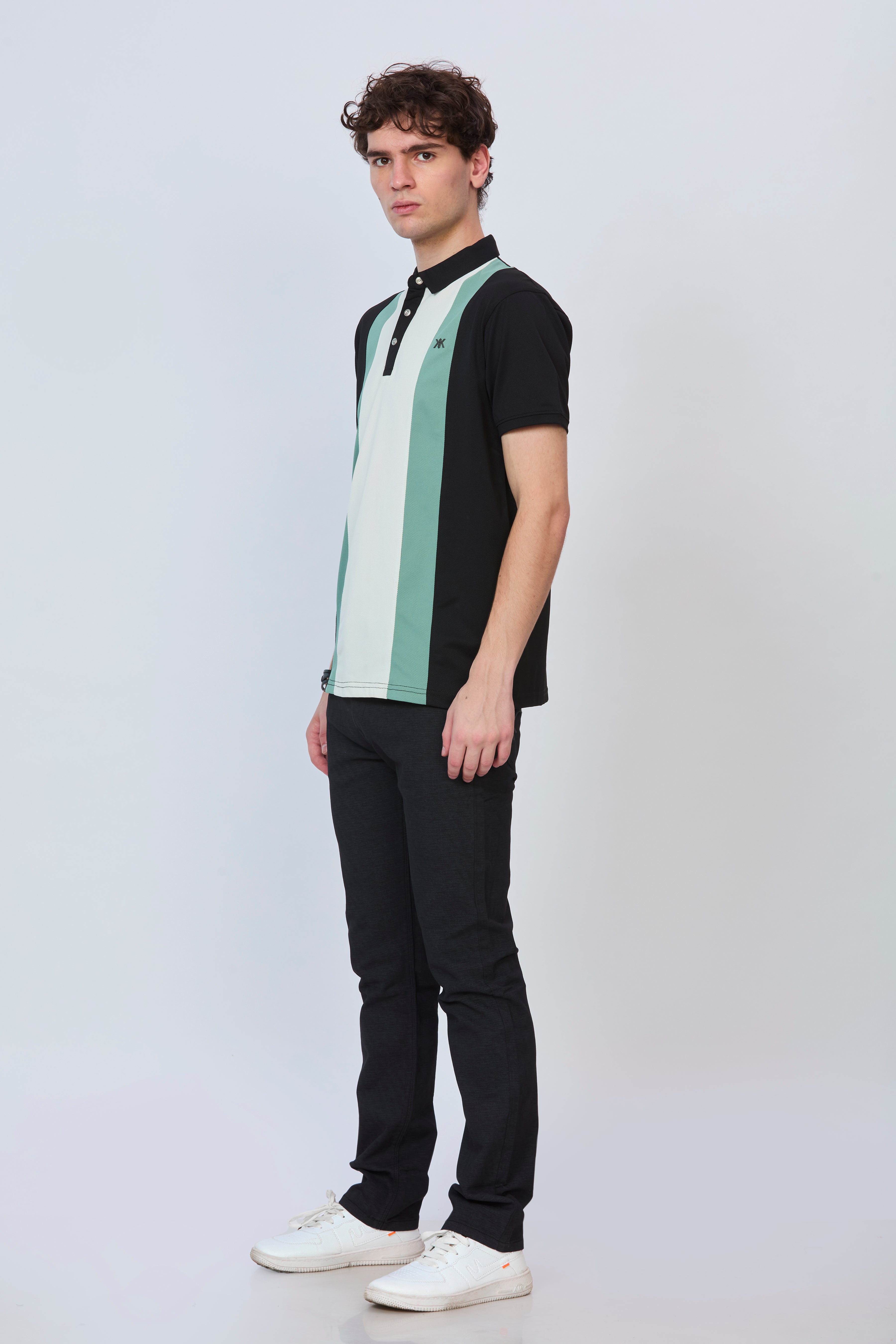 Classic Panel Polo in Black & Green