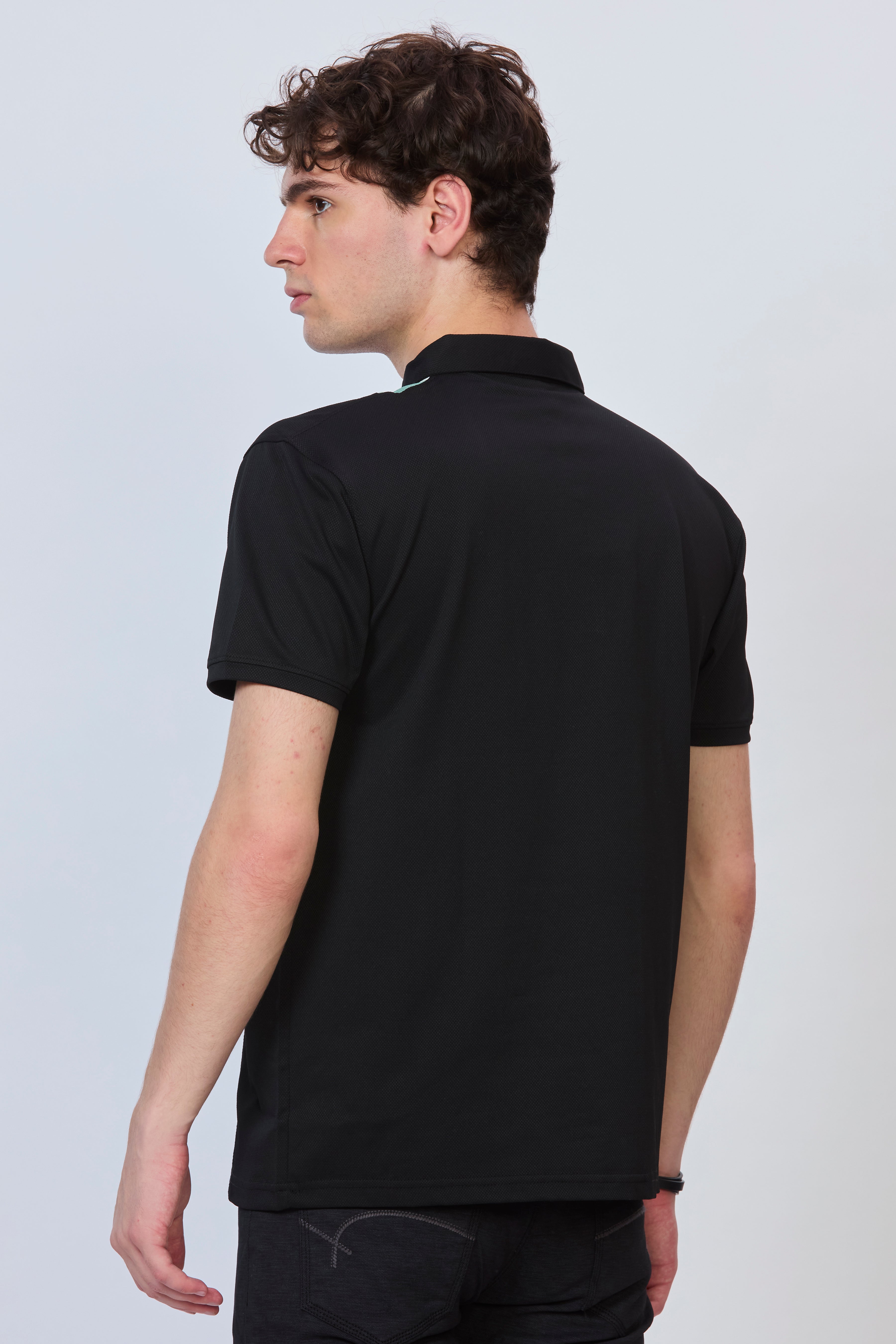 Classic Panel Polo in Black & Green