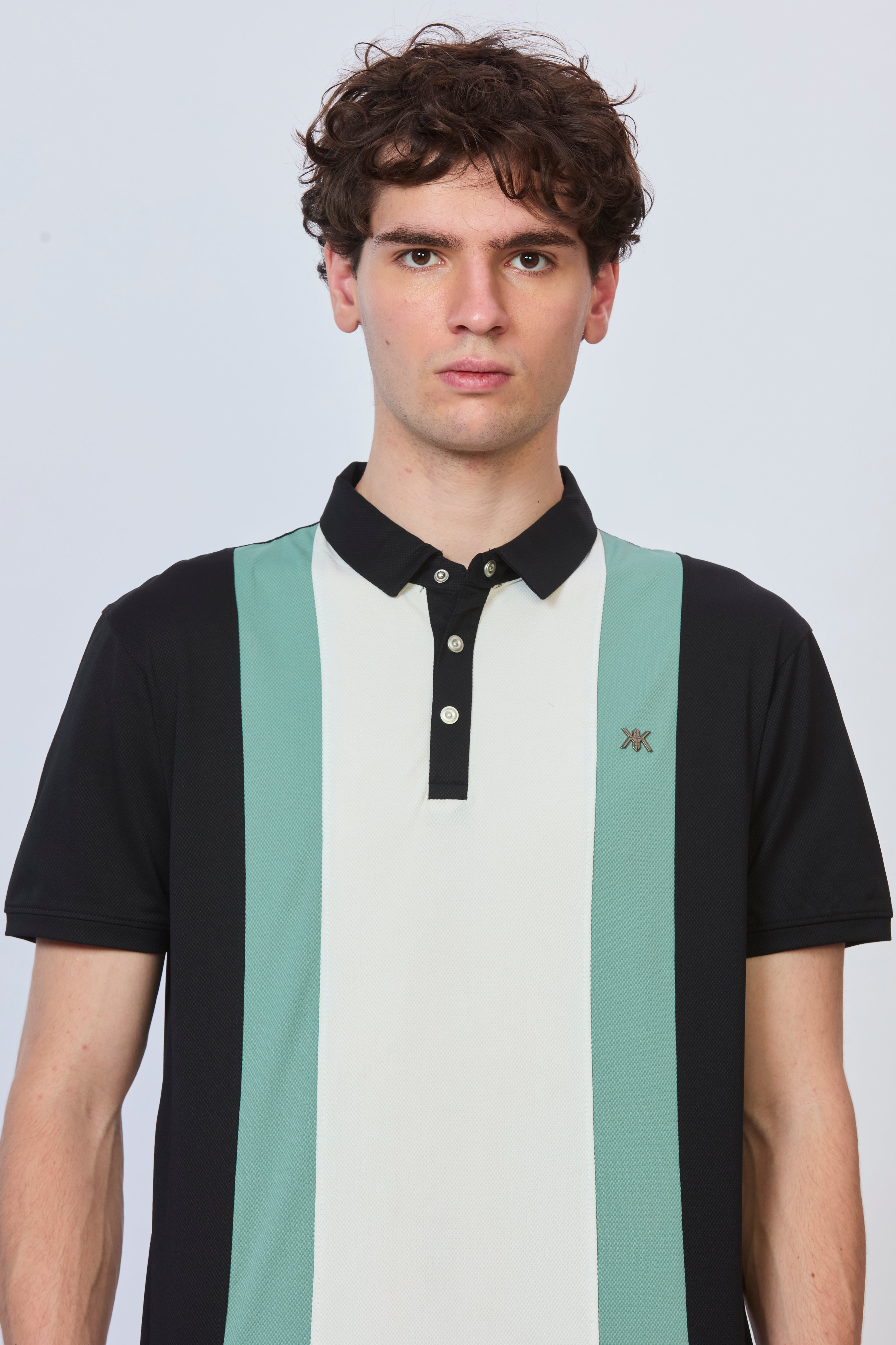 Classic Panel Polo in Black & Green