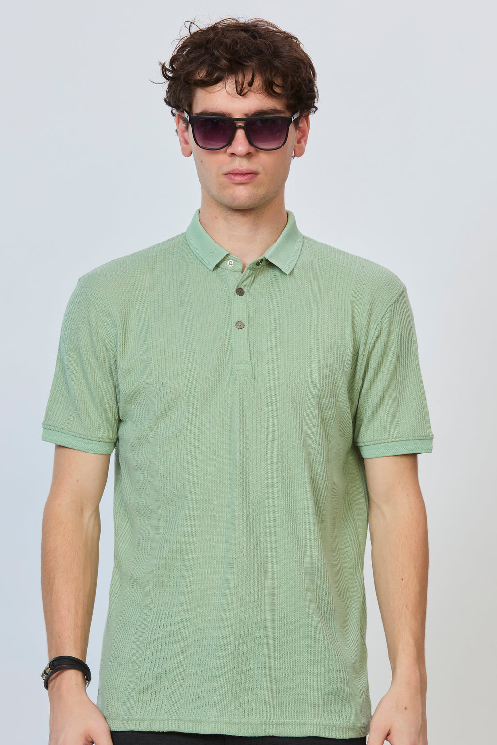 Leaf Green Textured Polo