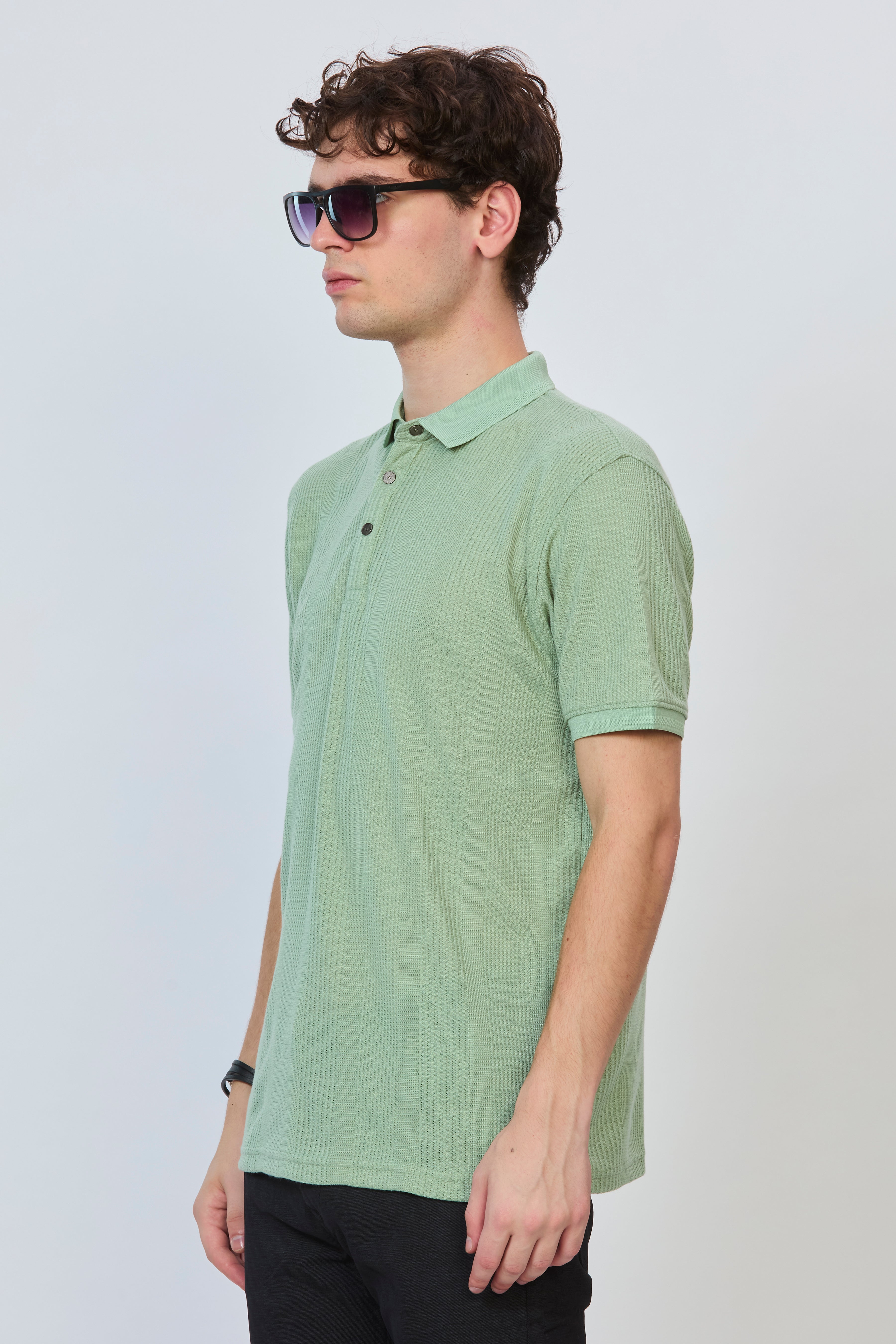 Leaf Green Textured Polo