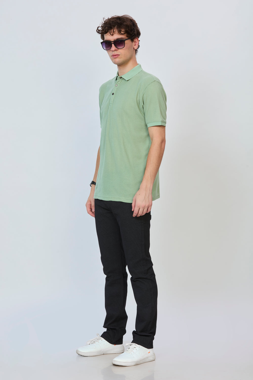 Leaf Green Textured Polo