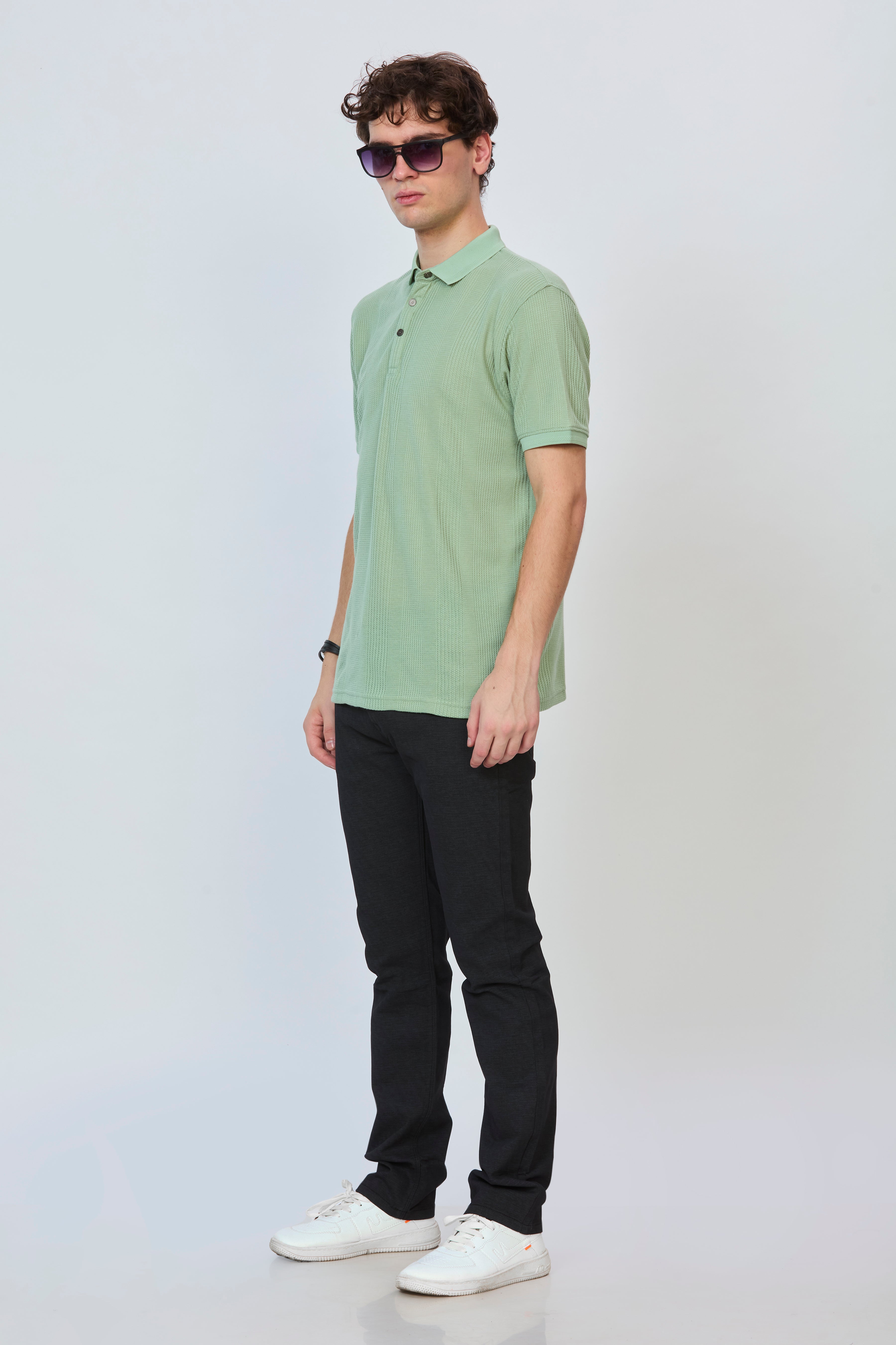 Leaf Green Textured Polo