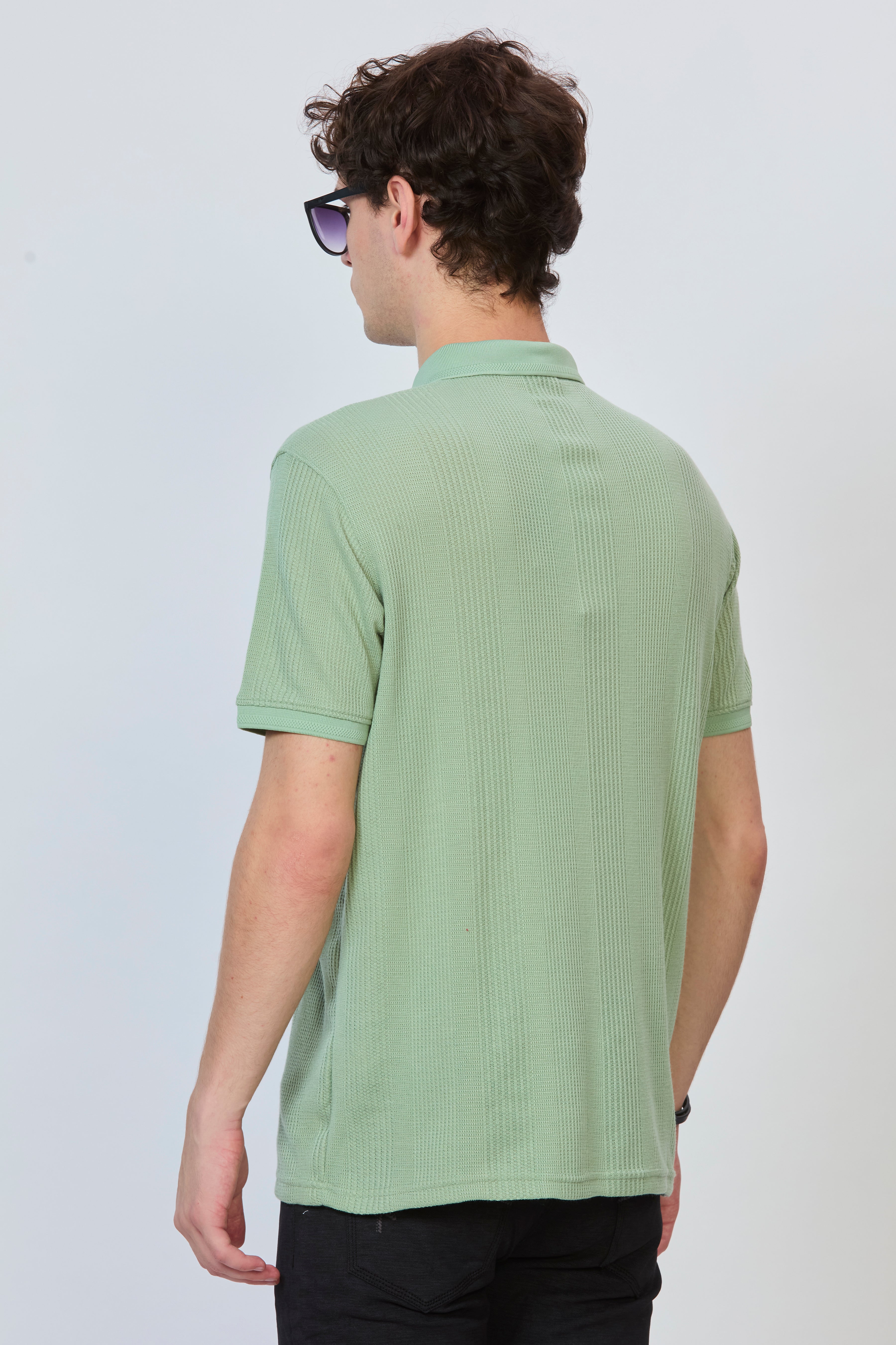 Leaf Green Textured Polo
