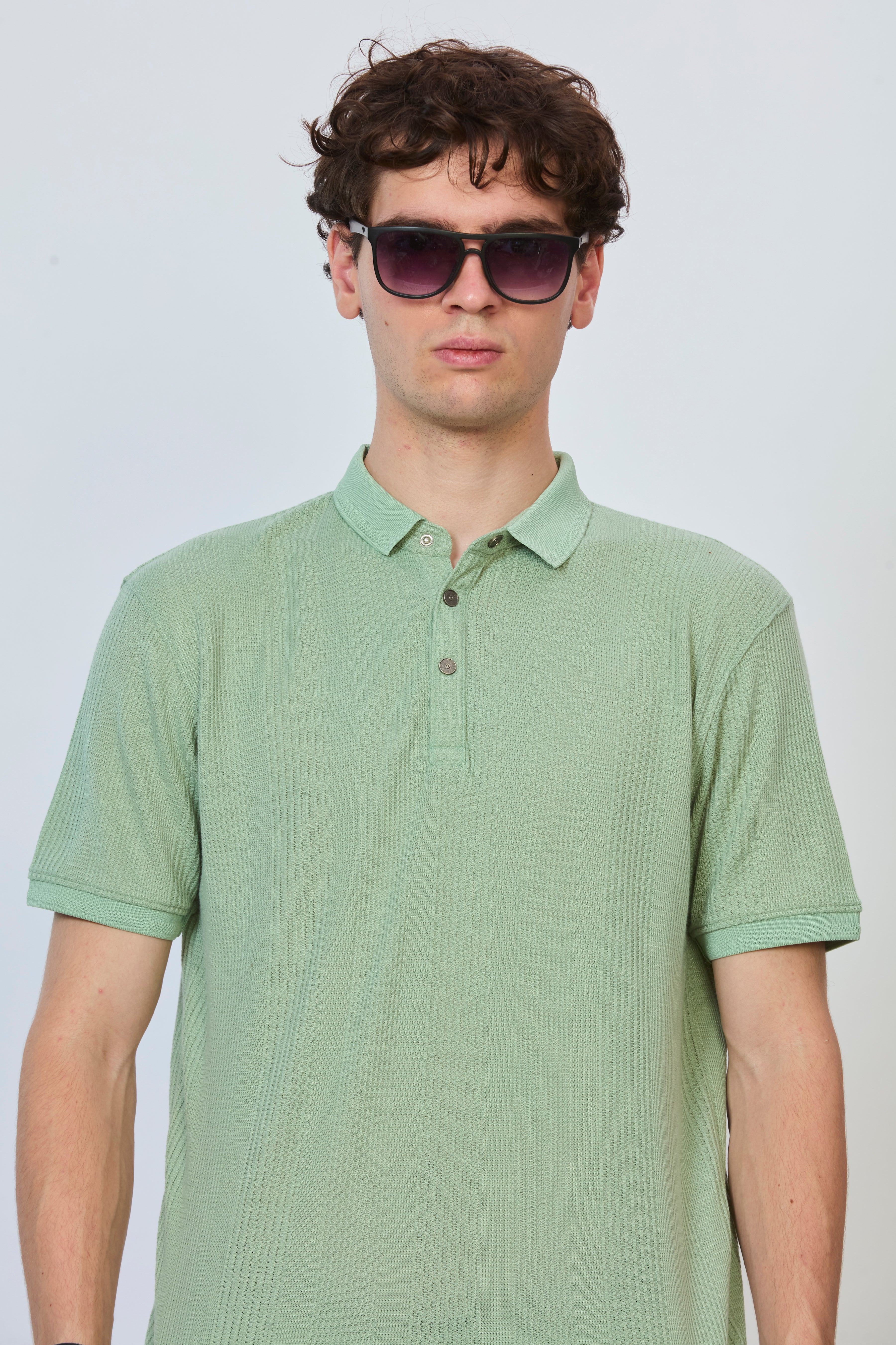 Leaf Green Textured Polo
