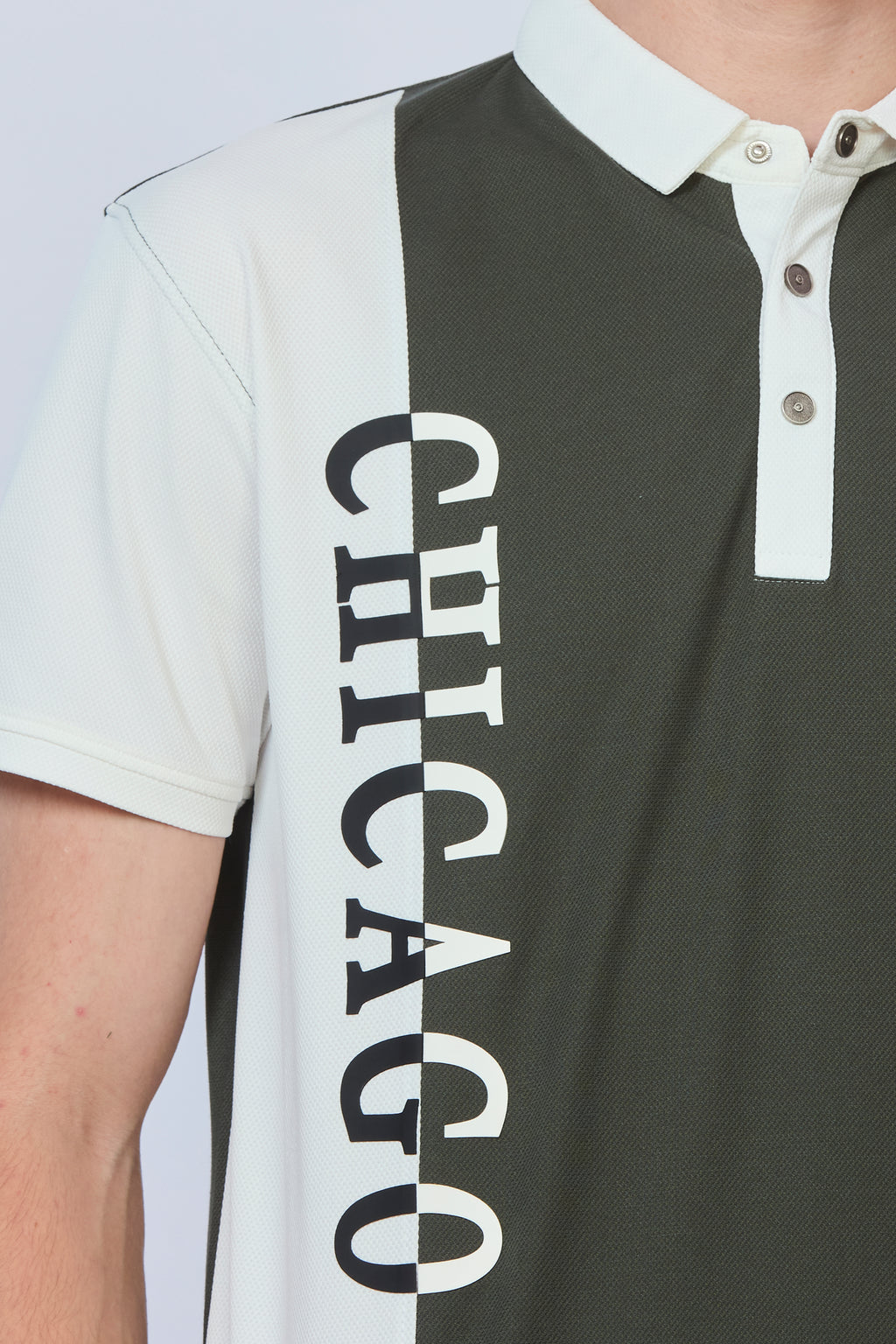Bottle Green & White Cut & Sew Polo