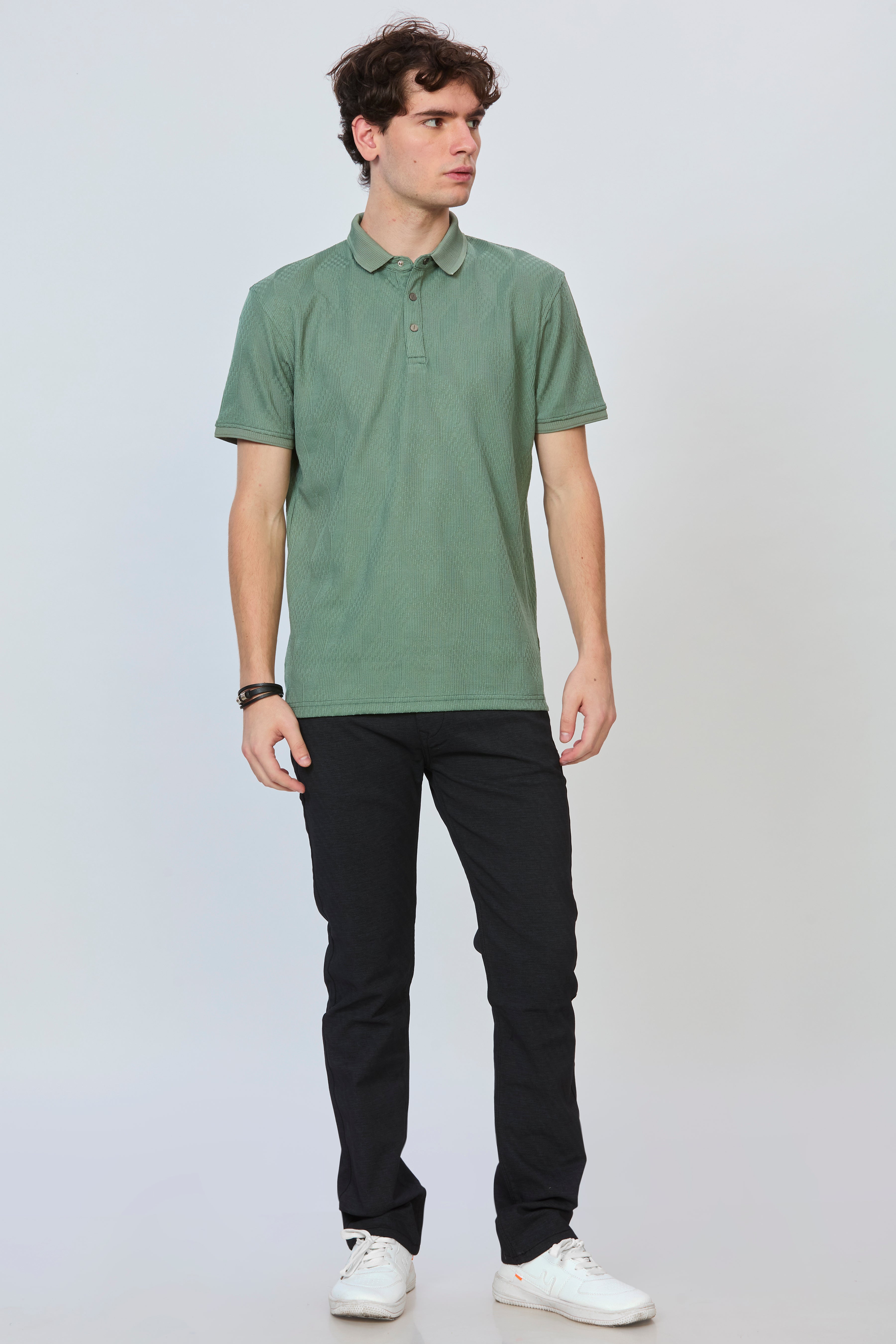 Sea Green Luxe Textured Polo