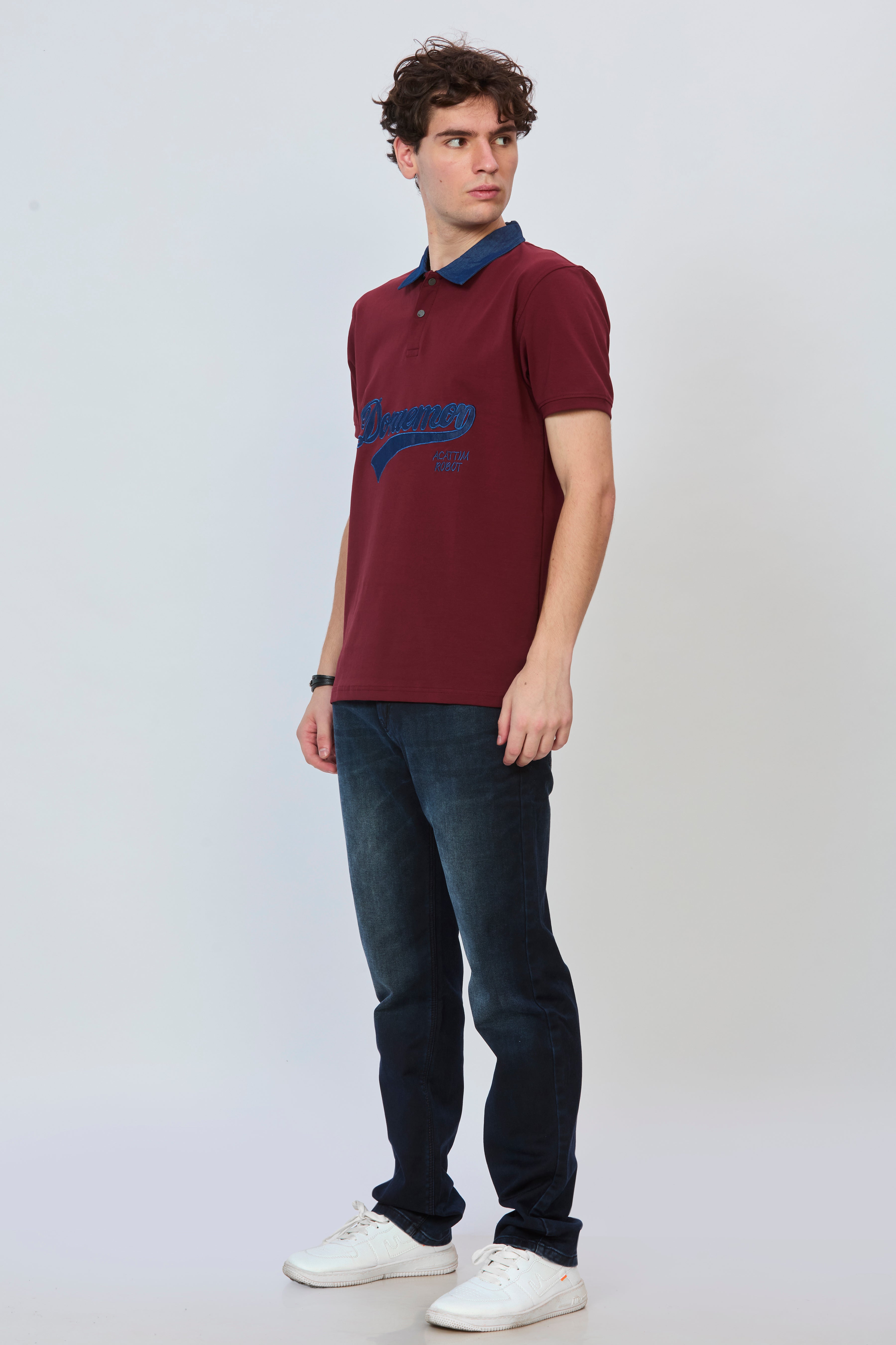 Rugged Maroon Denim Polo