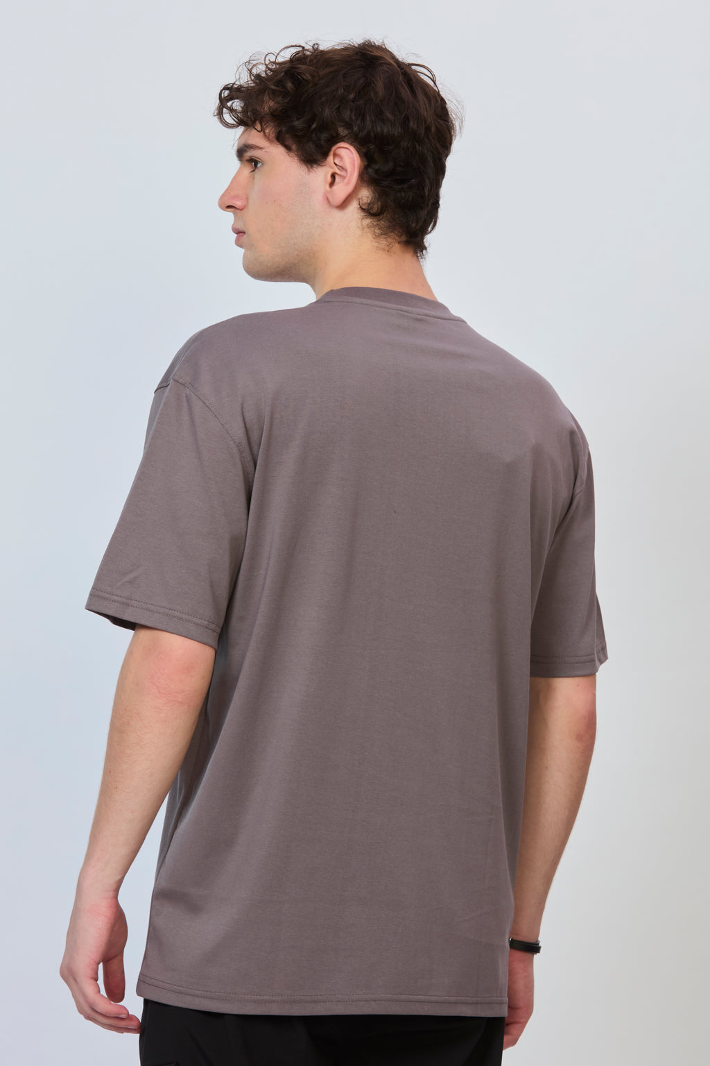 Grey Oversized T-Shirt with Black Pocket